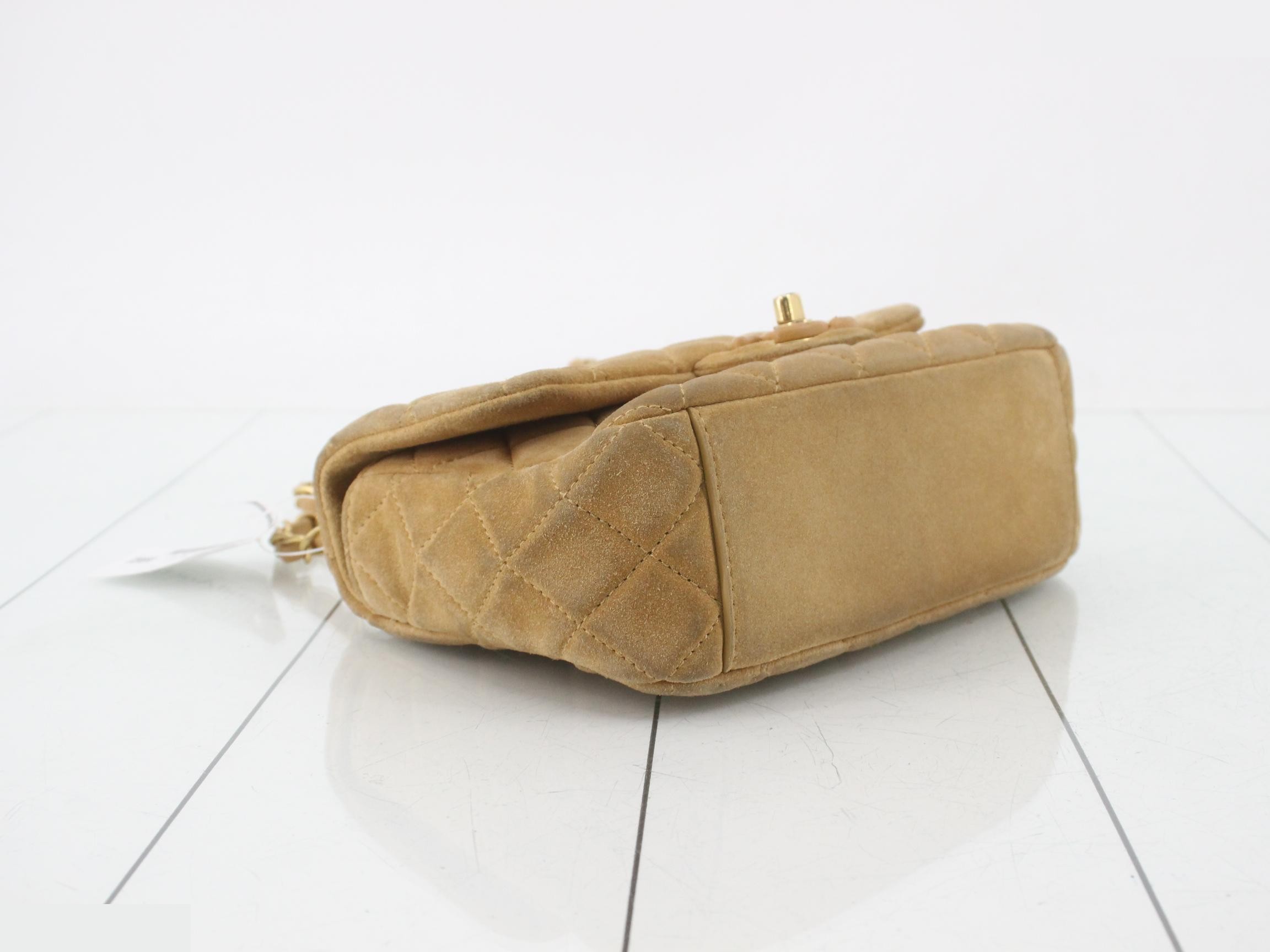 Suede (Bag) Shoulder Bag Mini Matelassé Beige — view 5