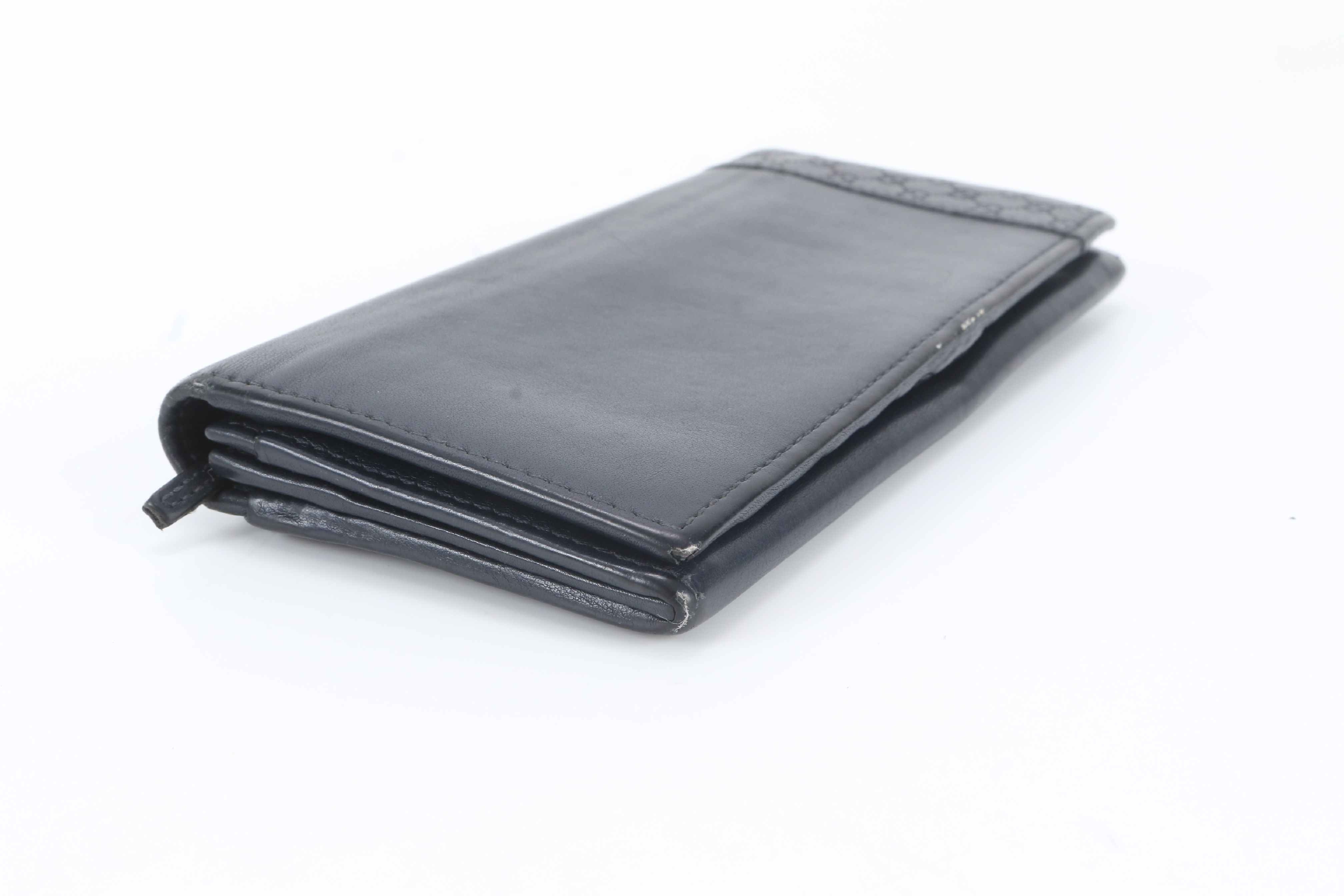 Leather Guccissima Long Wallet, Black — view 3