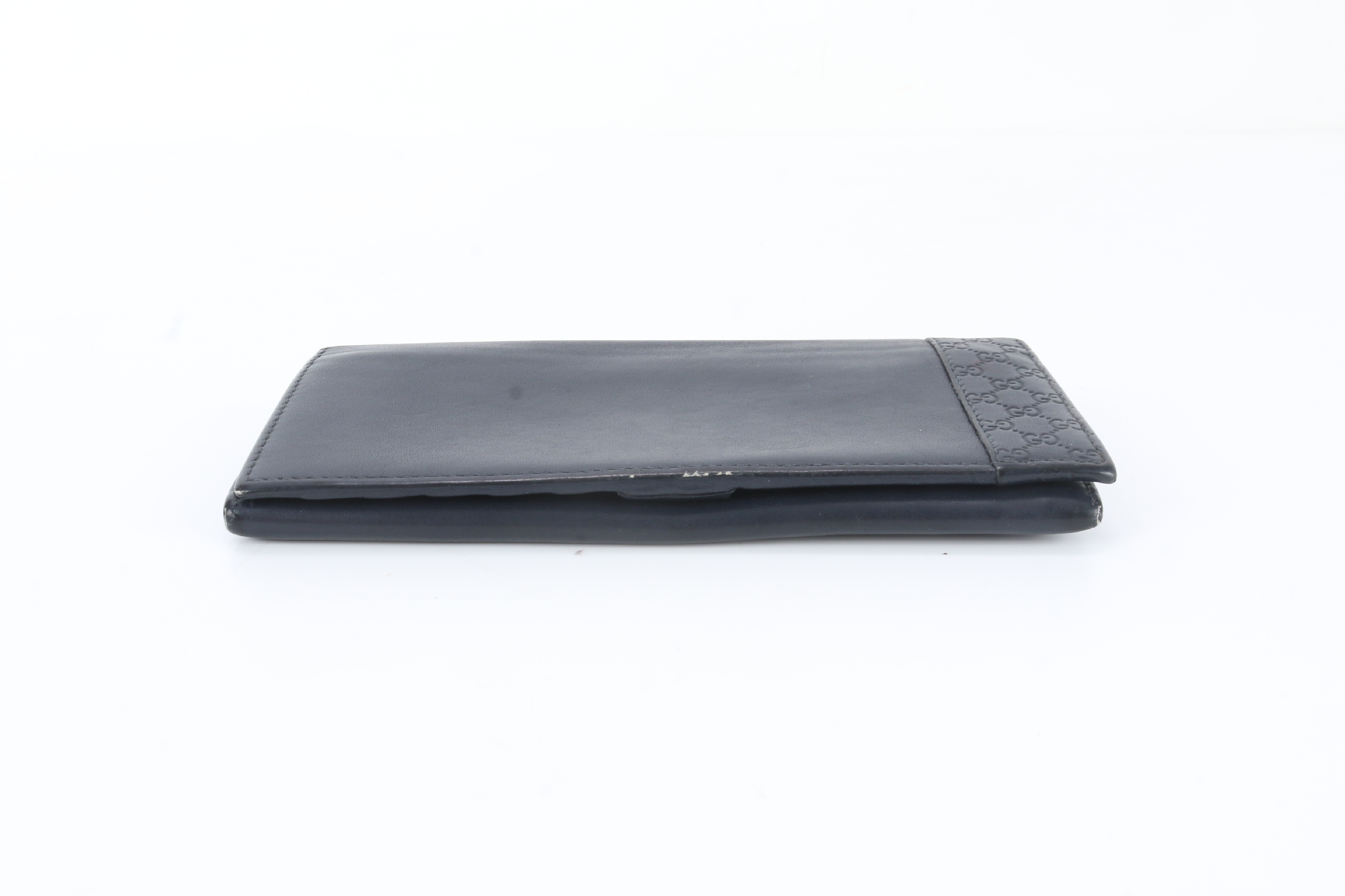 Leather Guccissima Long Wallet, Black — view 4