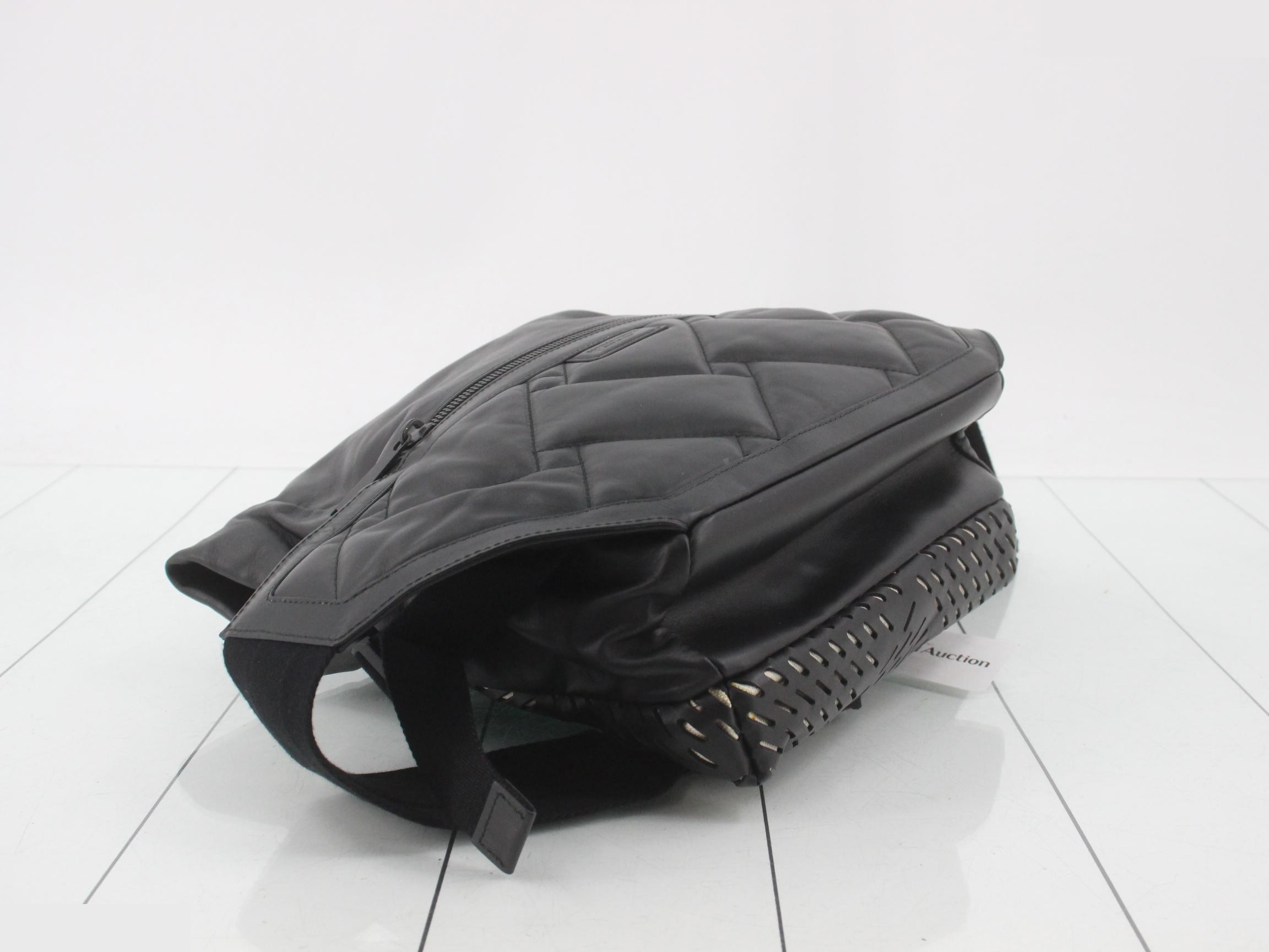 Maxi Intrecciato Perforated Leather Body Bag, Black — view 5