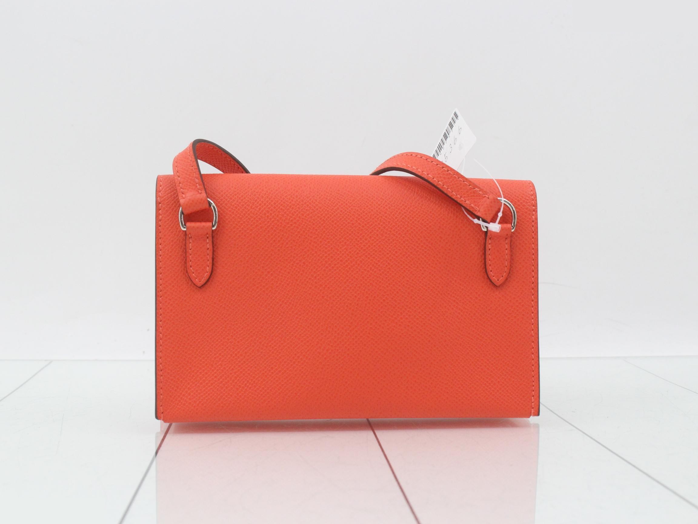 Snap To Go Leather Shoulder Bag, W Stamp, Orange — view 2