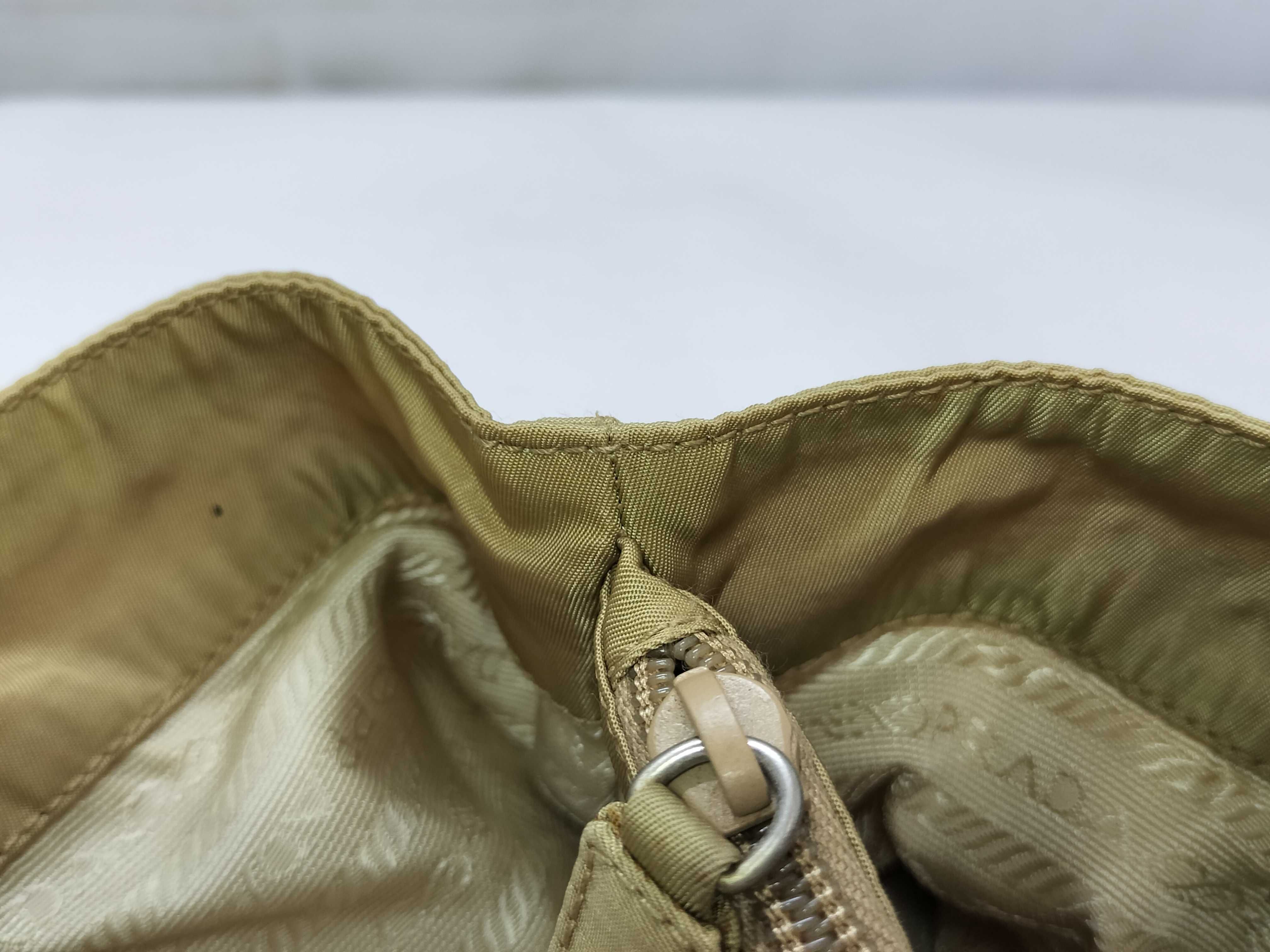 nylon tote bag in beige with triangular logo. — view 13