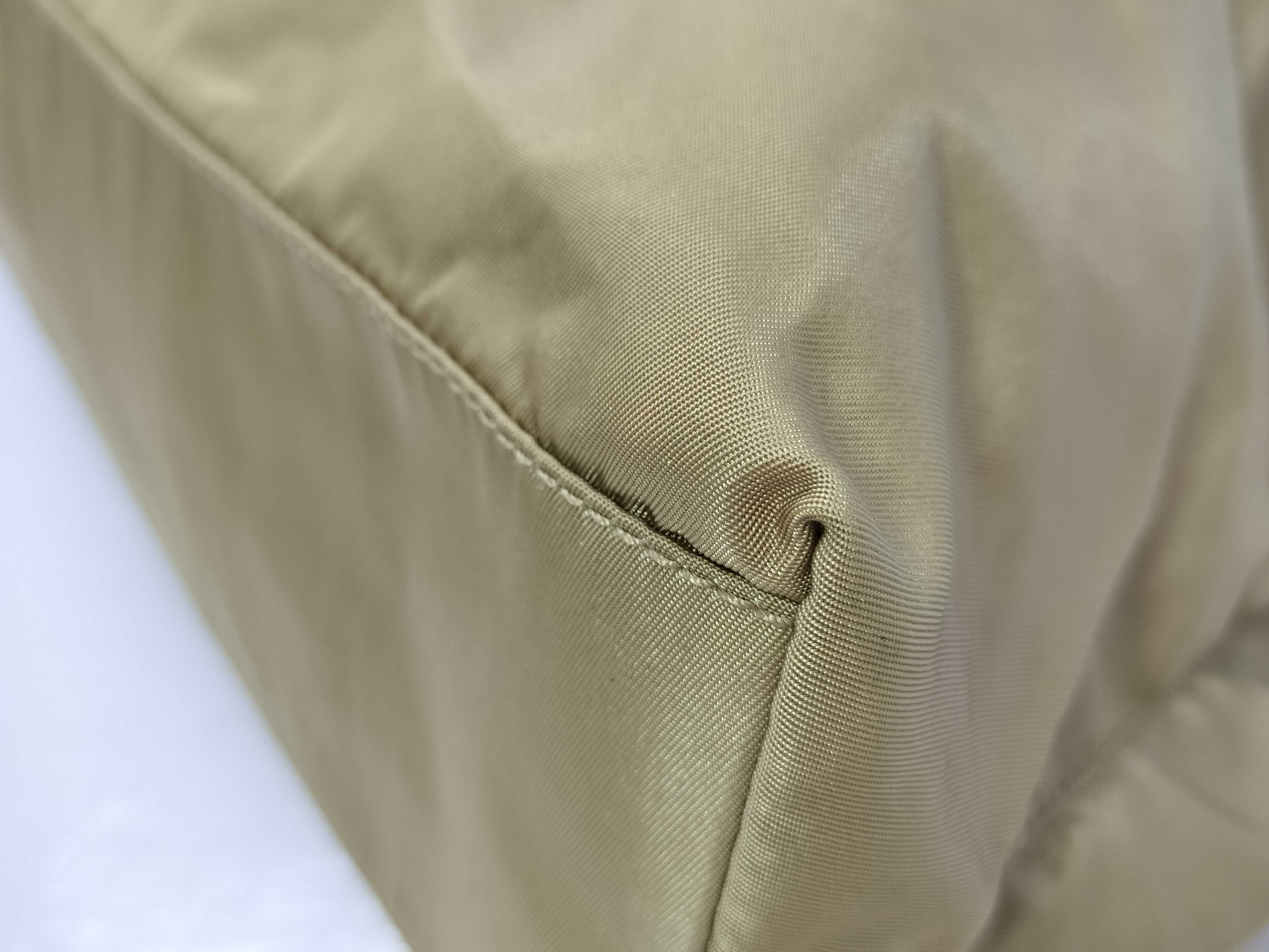 nylon tote bag in beige with triangular logo. — view 6