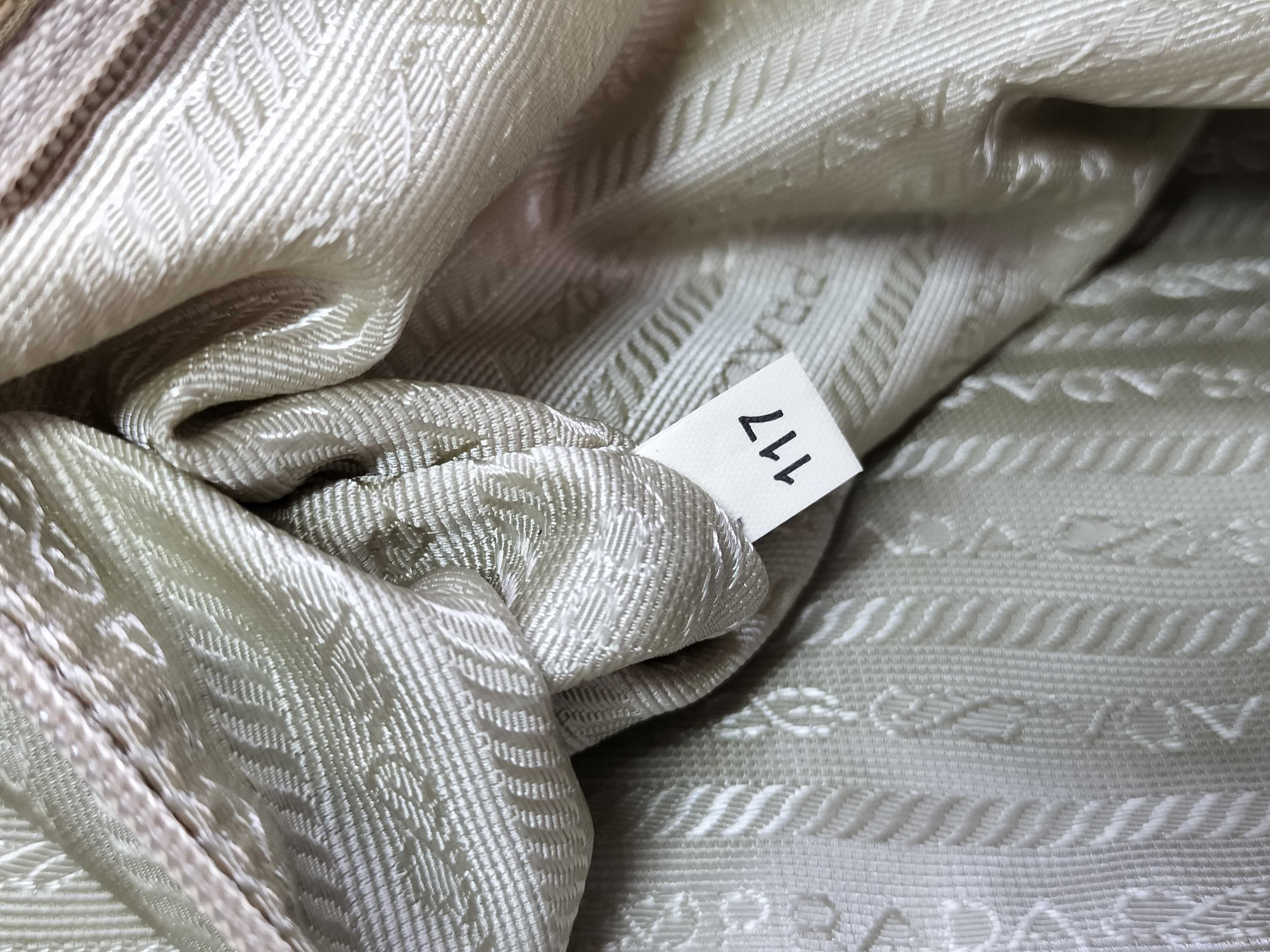 nylon tote bag in beige with triangular logo. — view 10