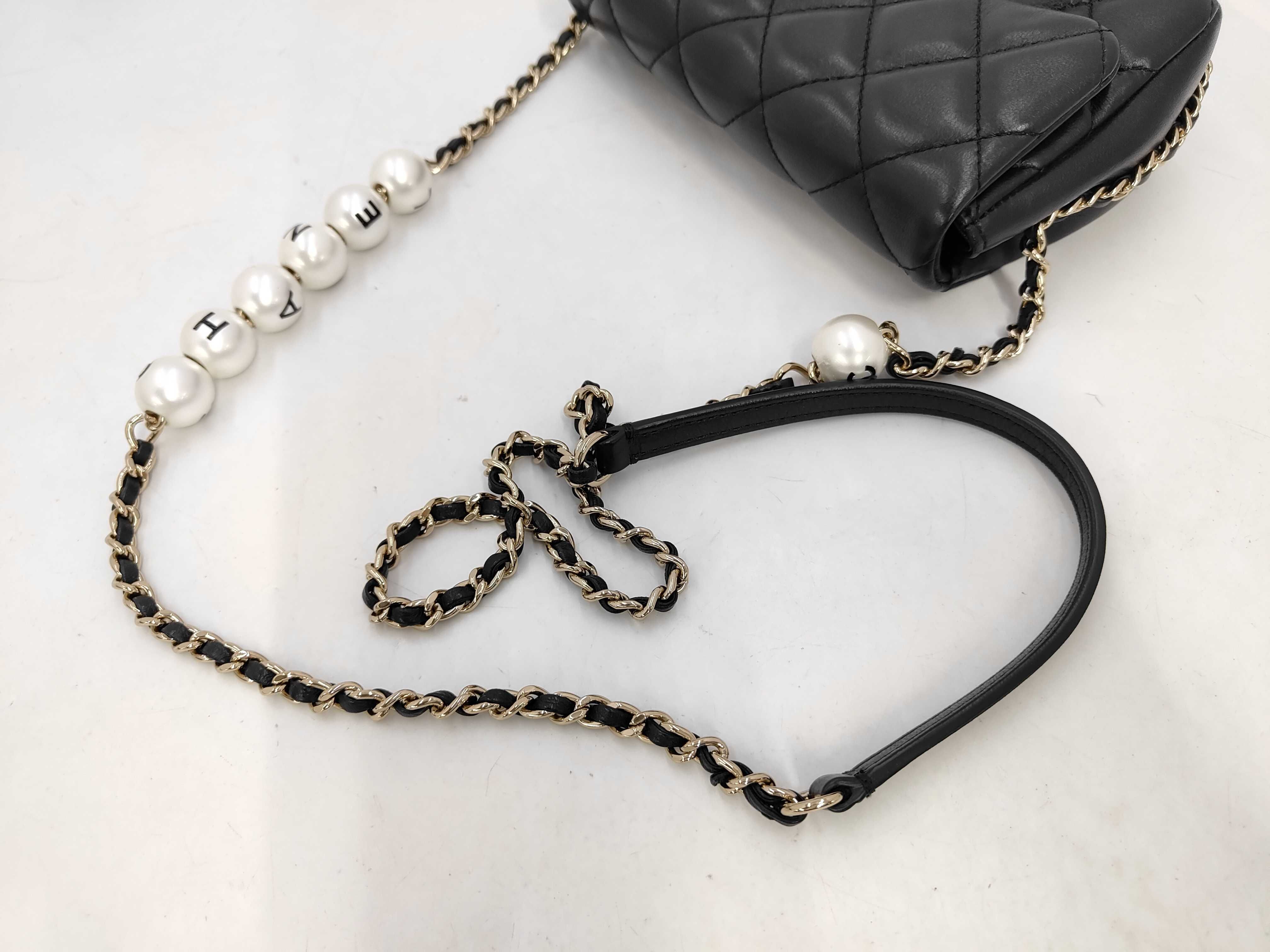 Lambskin Mini Matelassé Pearl Black Shoulder Bag — view 3