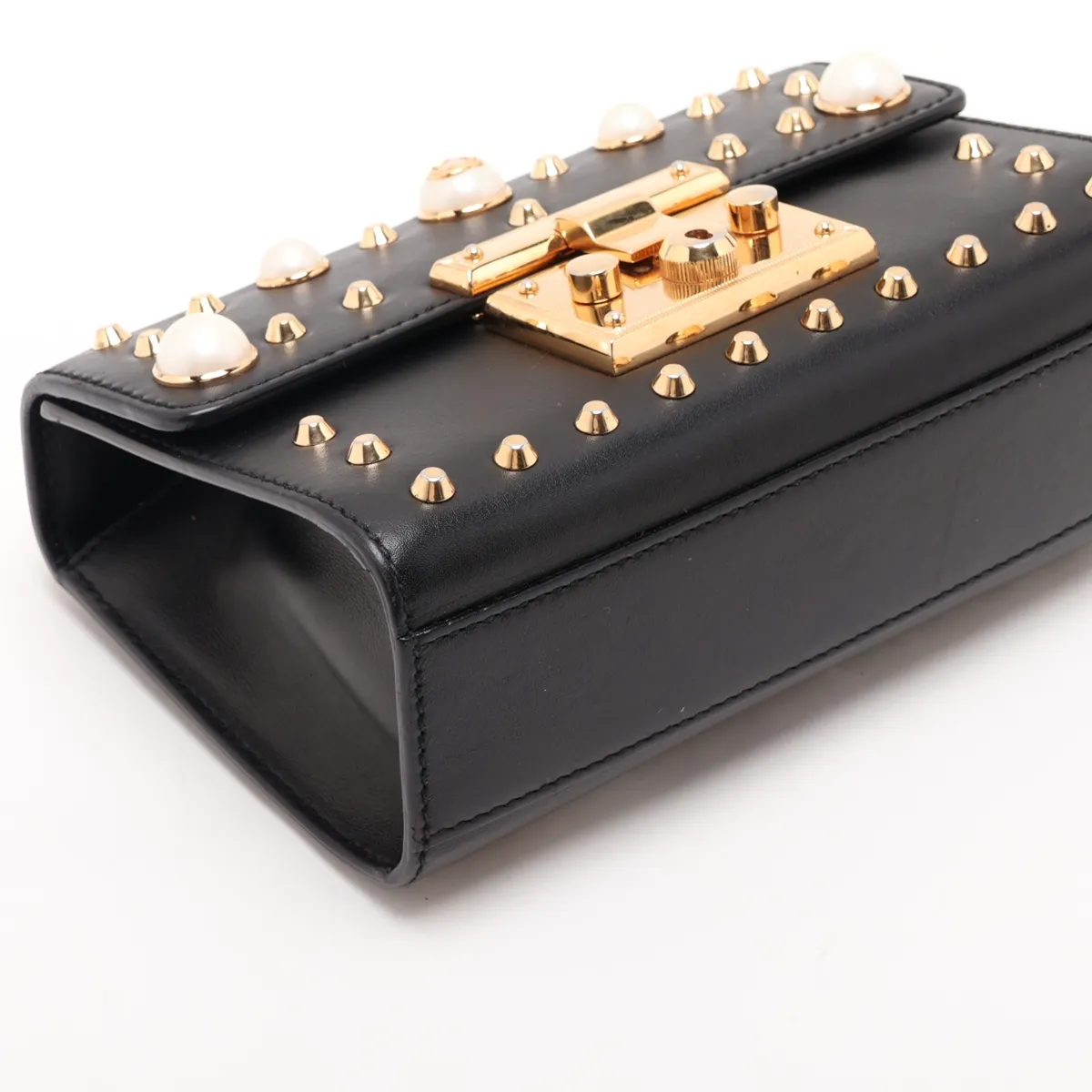 Padlock 432182 Leather x Stud Chain Shoulder Bag, Black — view 4