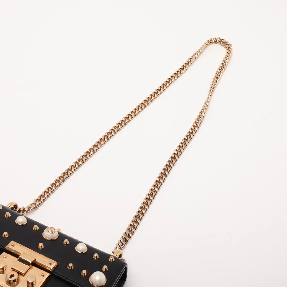 Padlock 432182 Leather x Stud Chain Shoulder Bag, Black — view 5