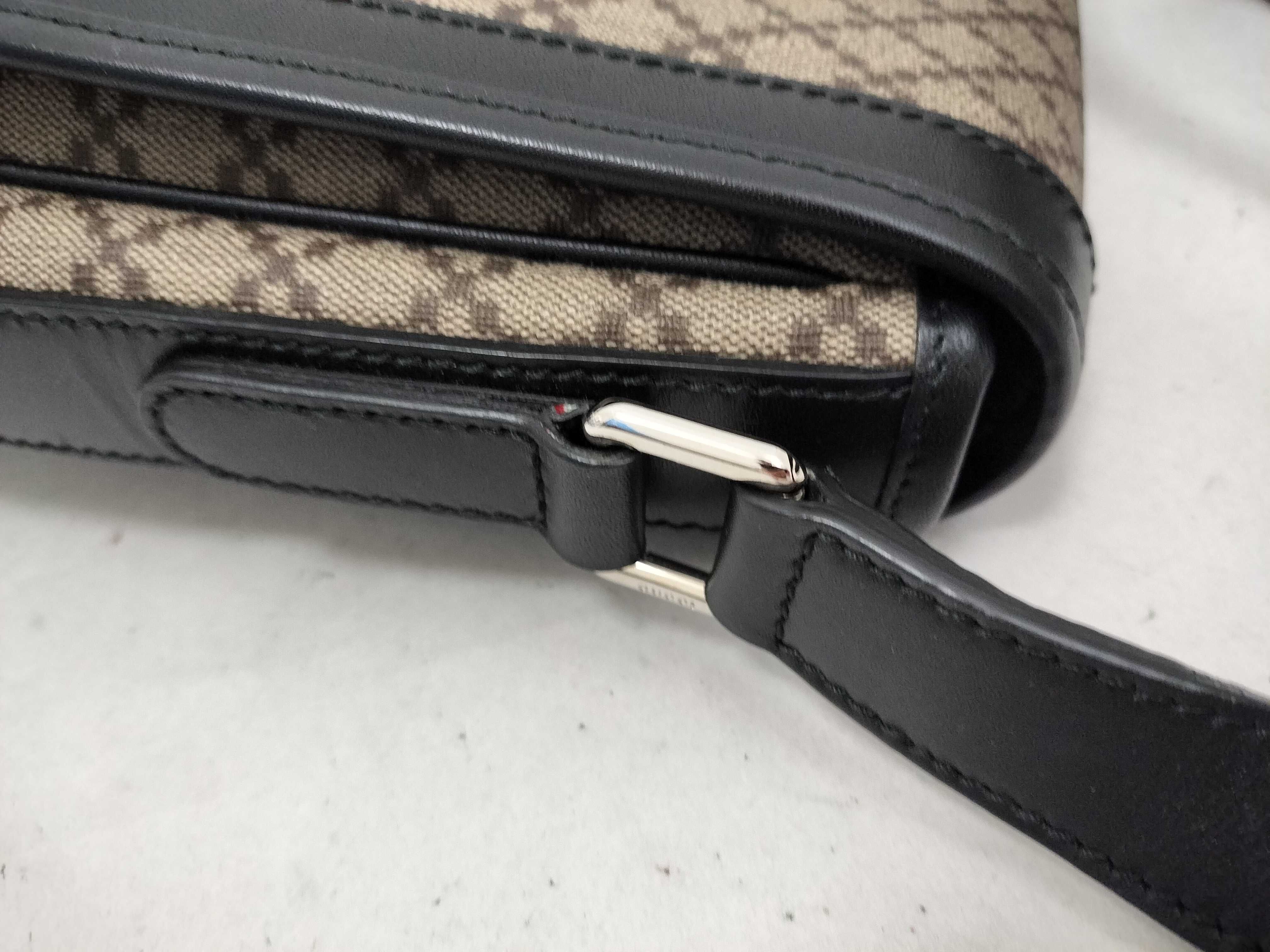 Diamante Canvas Leather Shoulder Bag — view 5