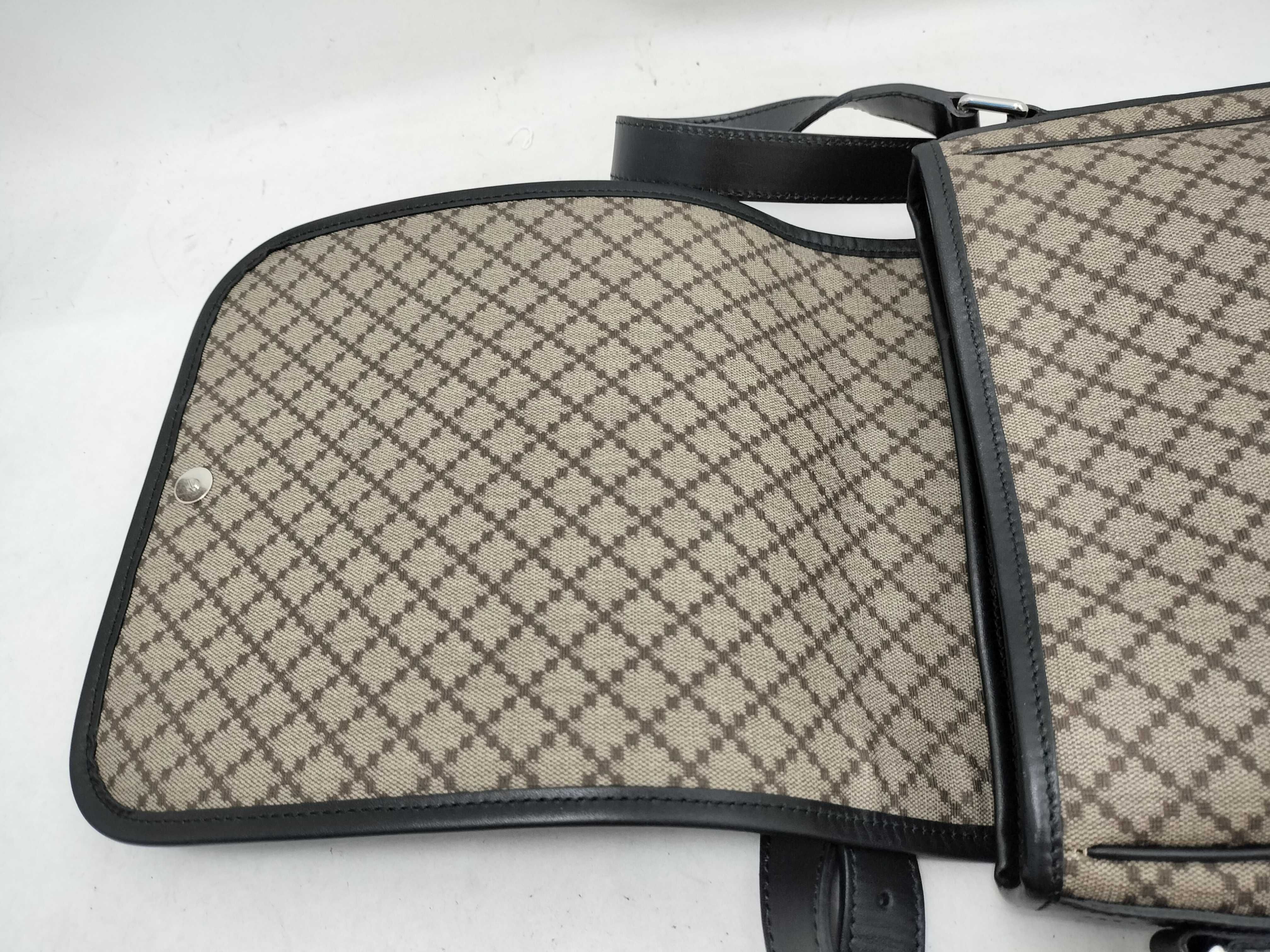 Diamante Canvas Leather Shoulder Bag — view 8