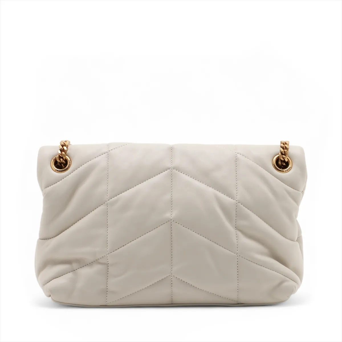 Lulu Puffer Leather Chain Shoulder Bag, Beige, 577476 — view 2