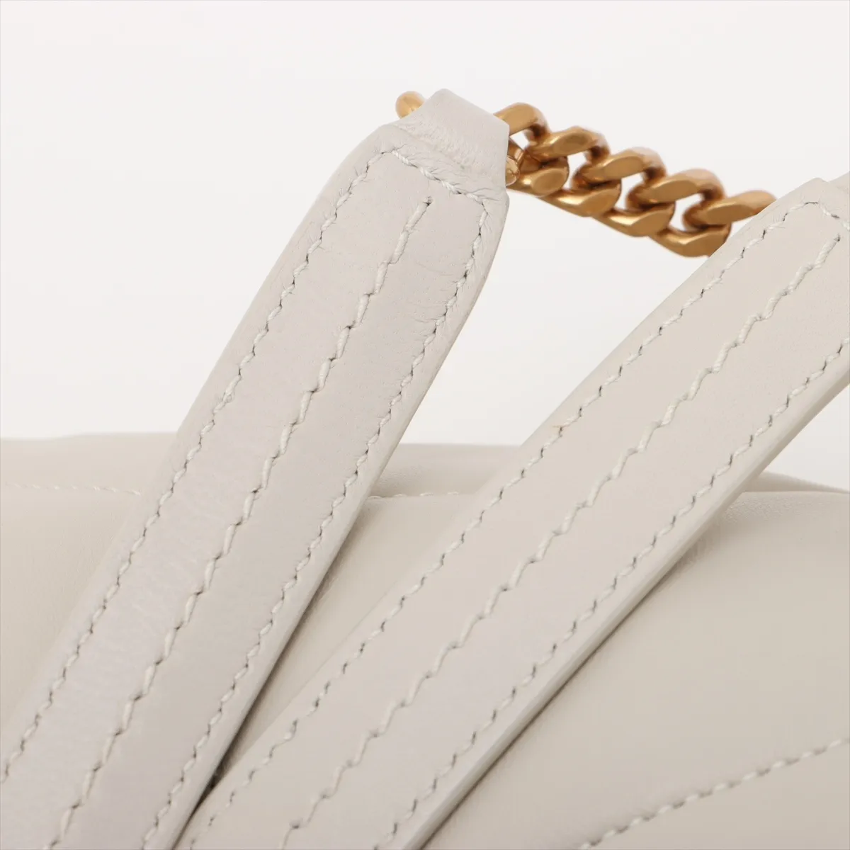 Lulu Puffer Leather Chain Shoulder Bag, Beige, 577476 — view 11