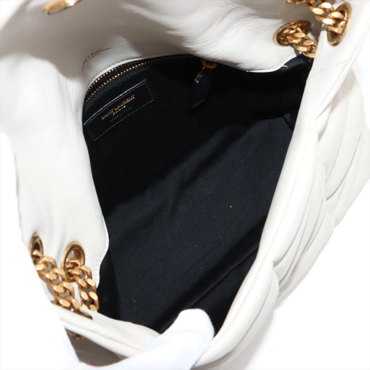 Lulu Puffer Leather Chain Shoulder Bag, Beige, 577476 — view 7