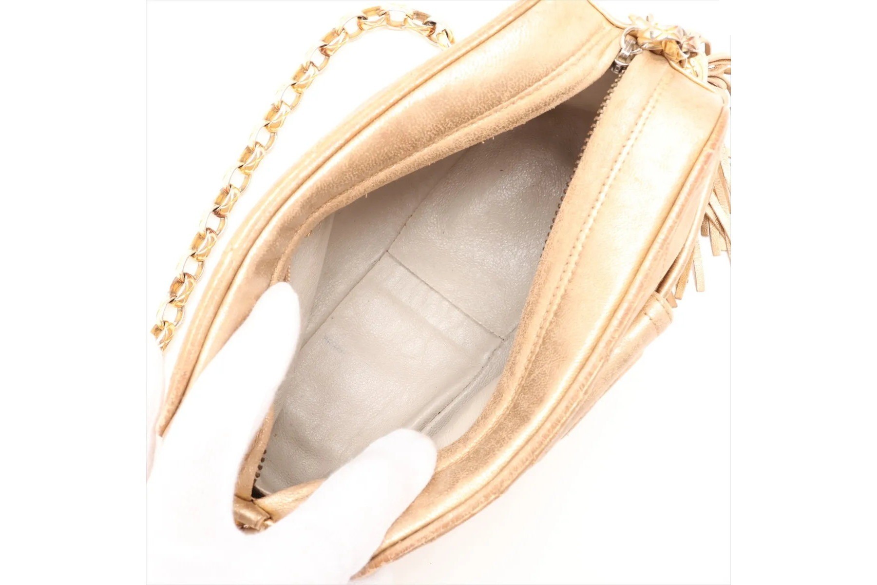 Matelassé Chain Leather Shoulder Bag (Crossbody) — view 6