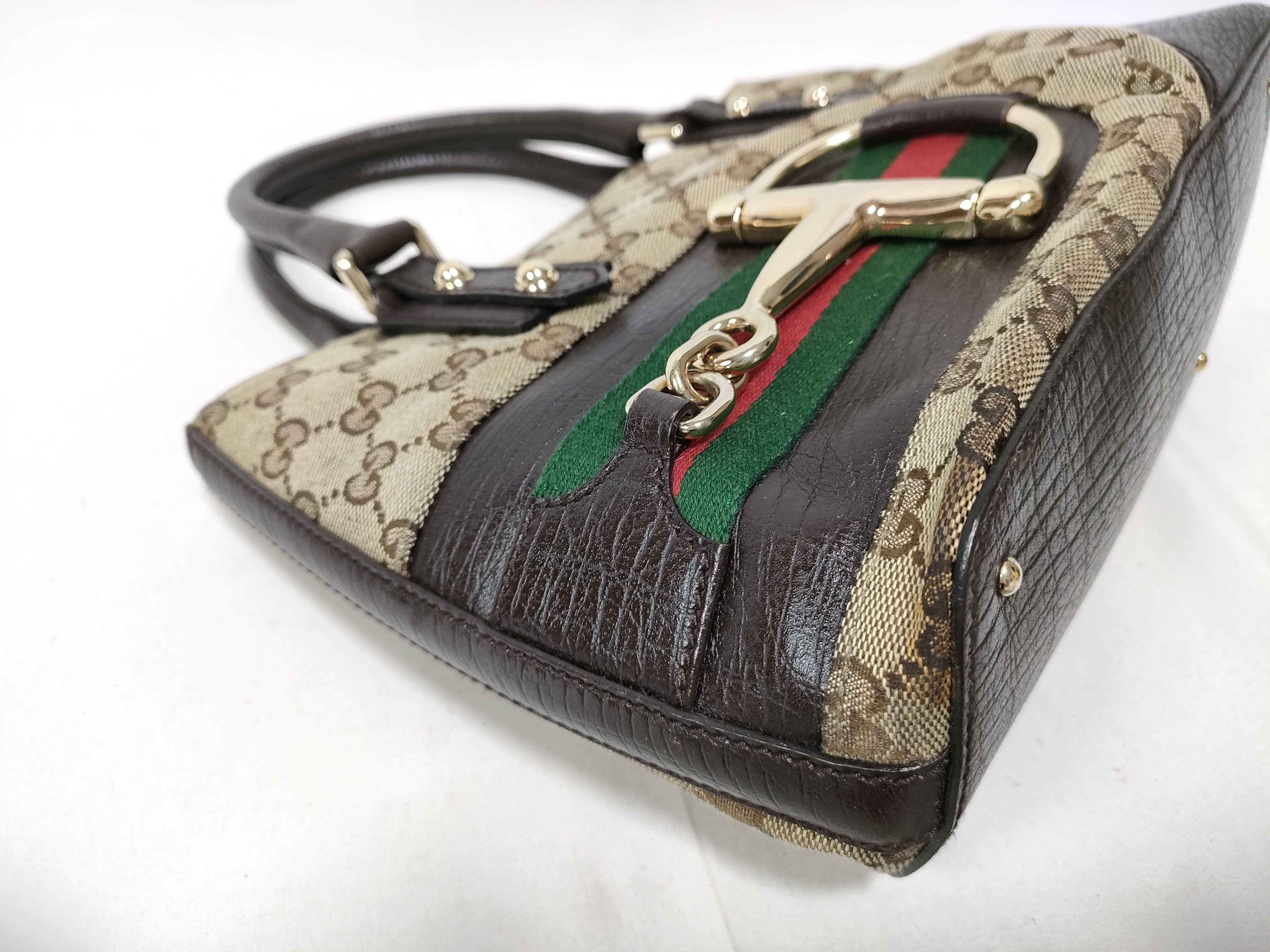 Brown Canvas Vintage Horsebit Buckle Handbag — view 6