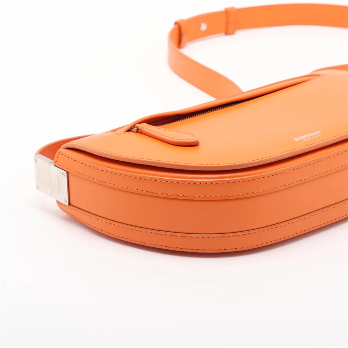 Olympia Leather Shoulder Bag, Orange — view 4
