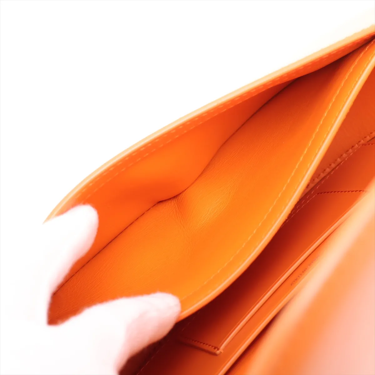 Olympia Leather Shoulder Bag, Orange — view 7