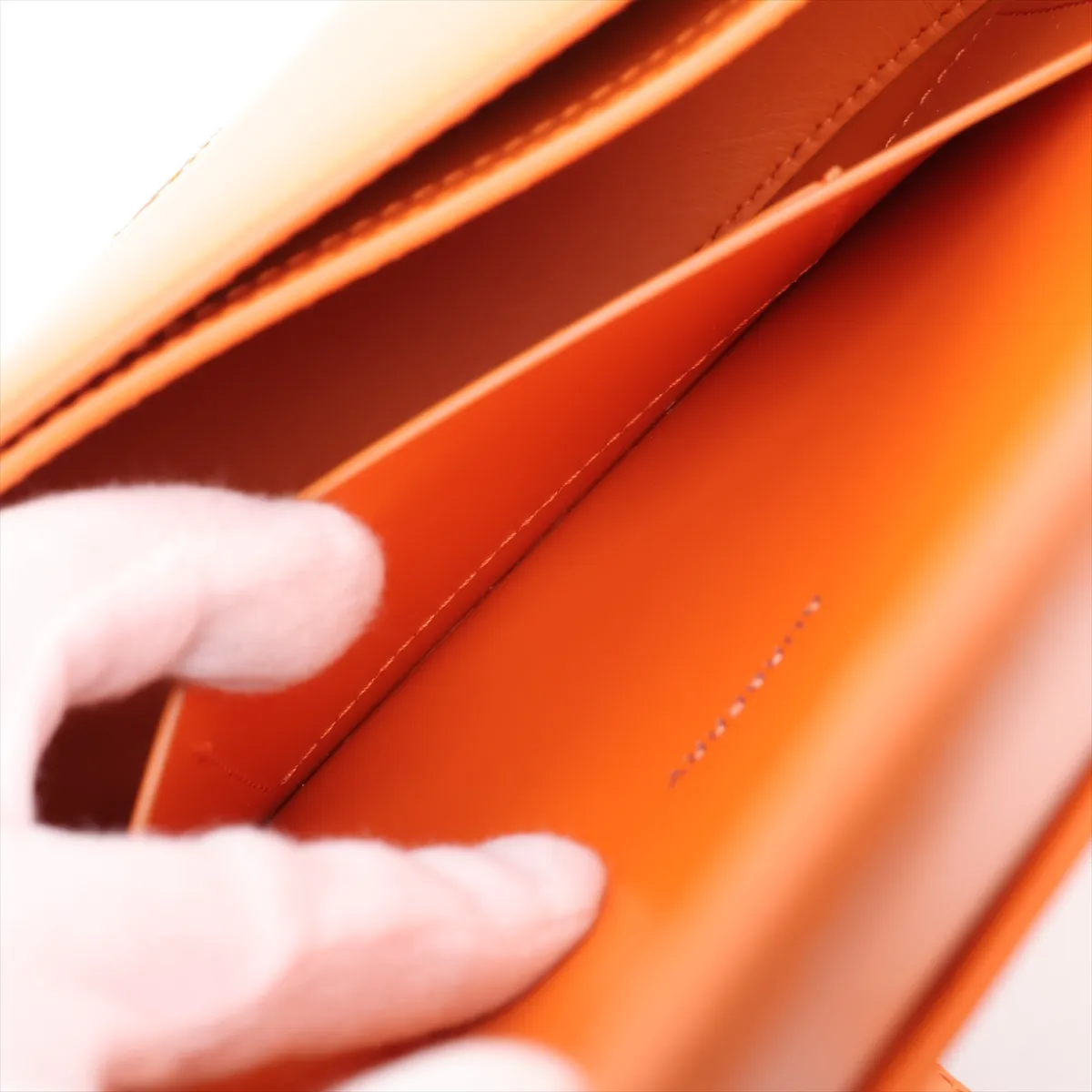 Olympia Leather Shoulder Bag, Orange — view 8
