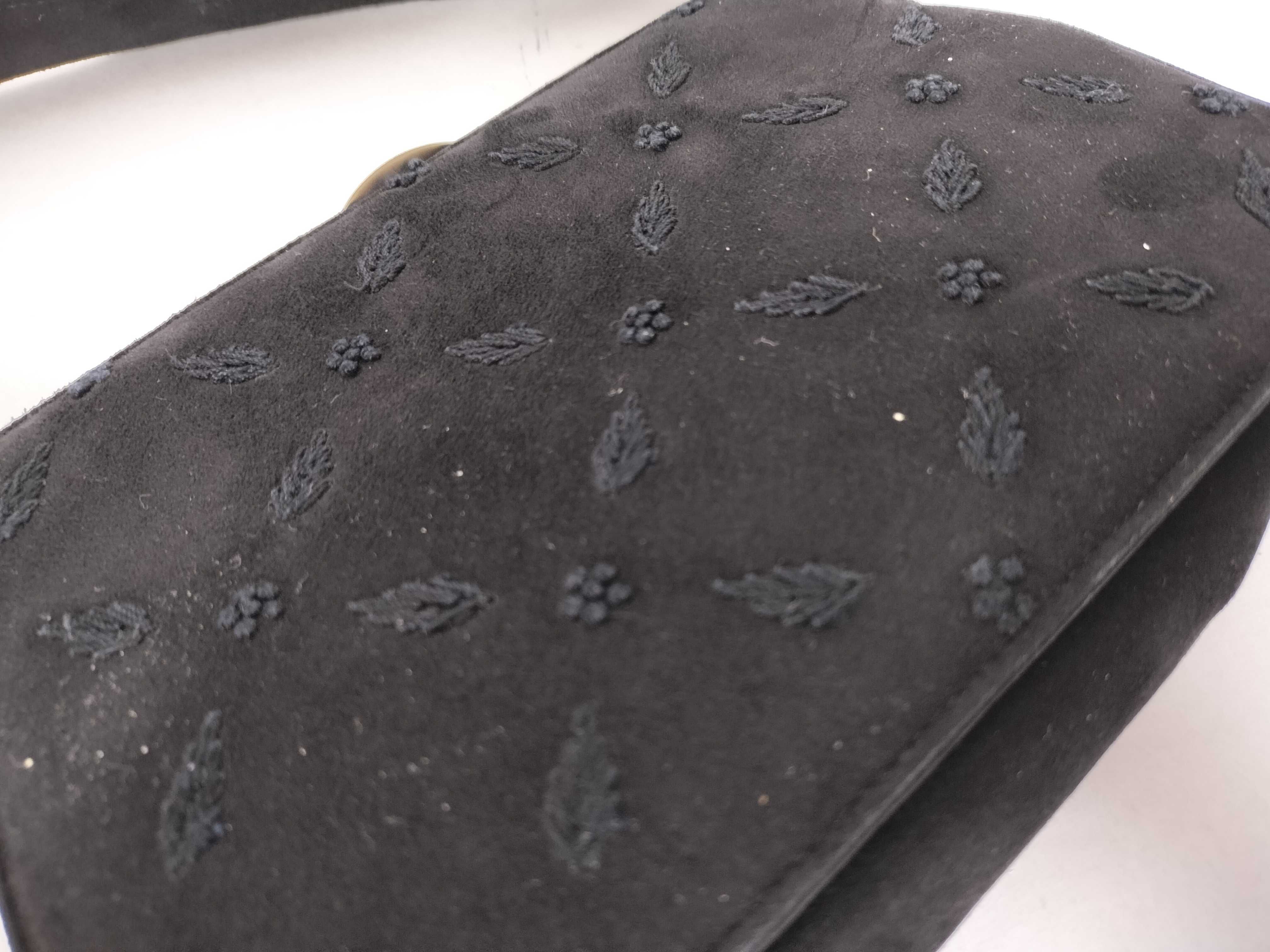 Suede Clasp Handbag with Floral Embroidery — view 12