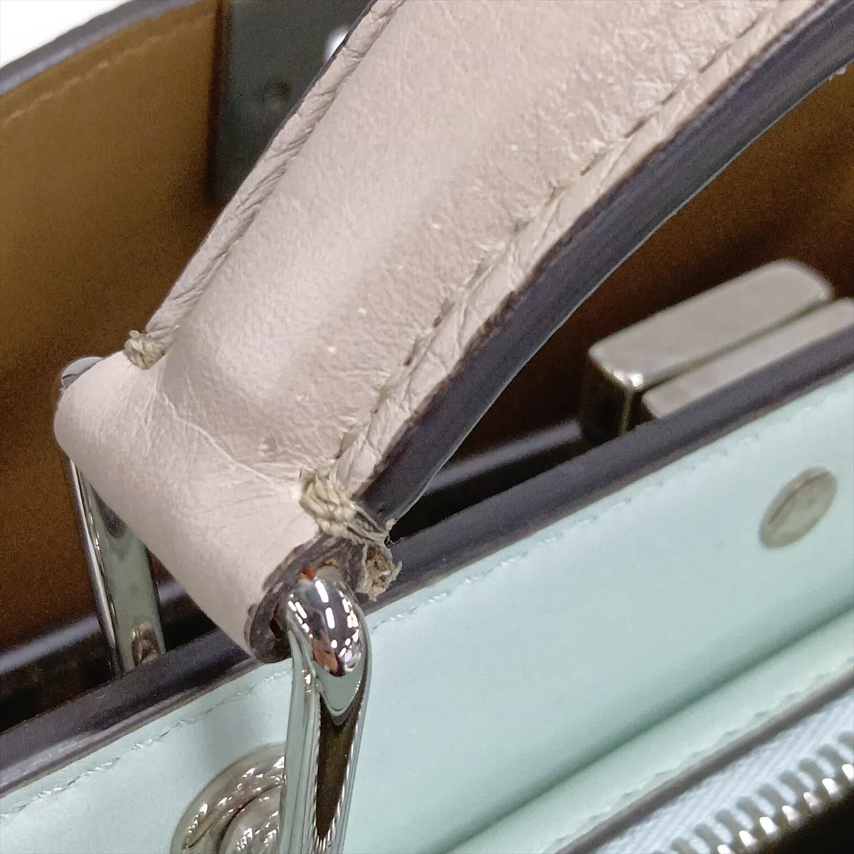 Peekaboo I.U Small Leather 2-Way Handbag, Beige x Green, 7VA530 (Pending Registration) — view 14