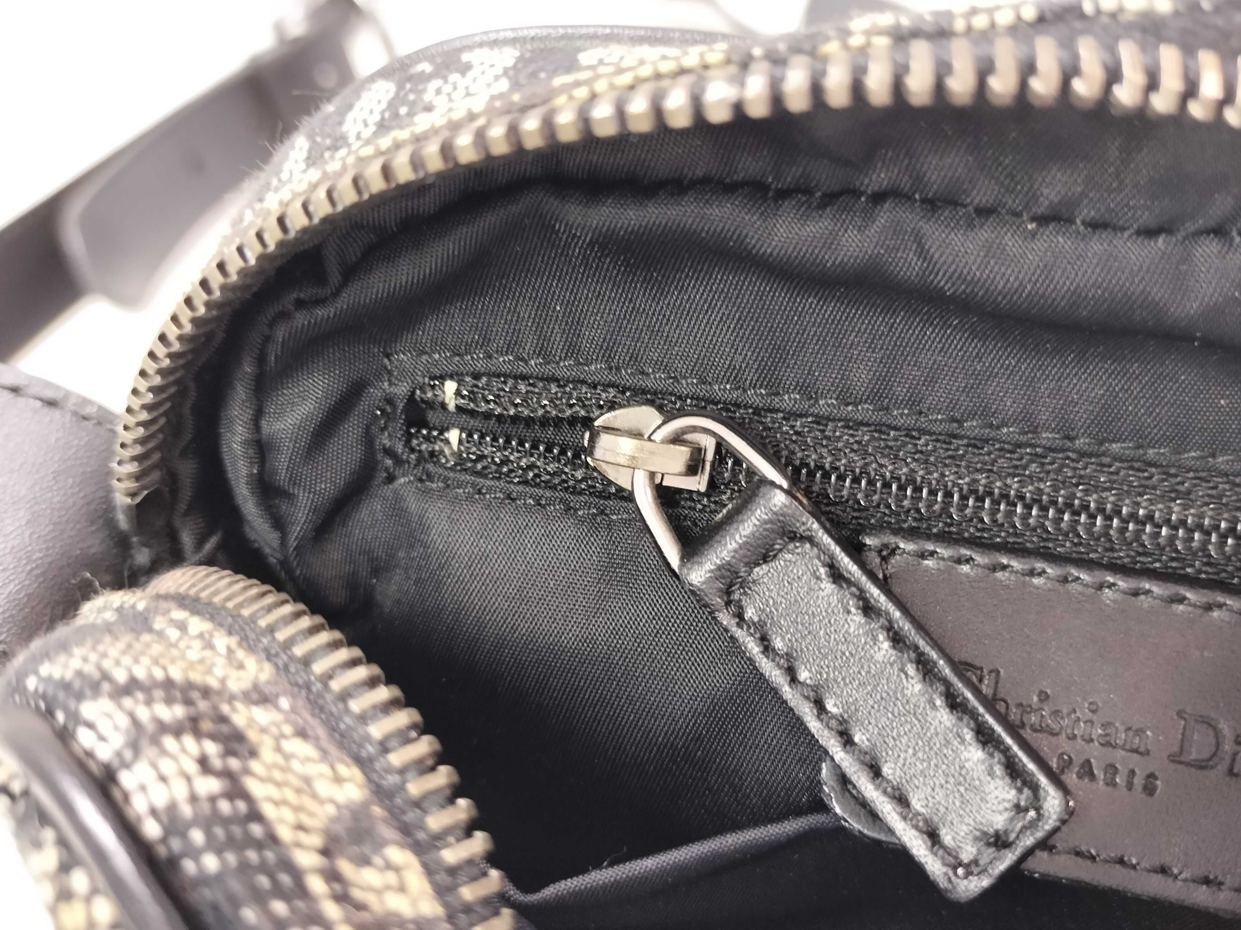 Trotter Christian Dior Trotter Canvas x Leather Shoulder Bag Black Shoulder Bag — view 11