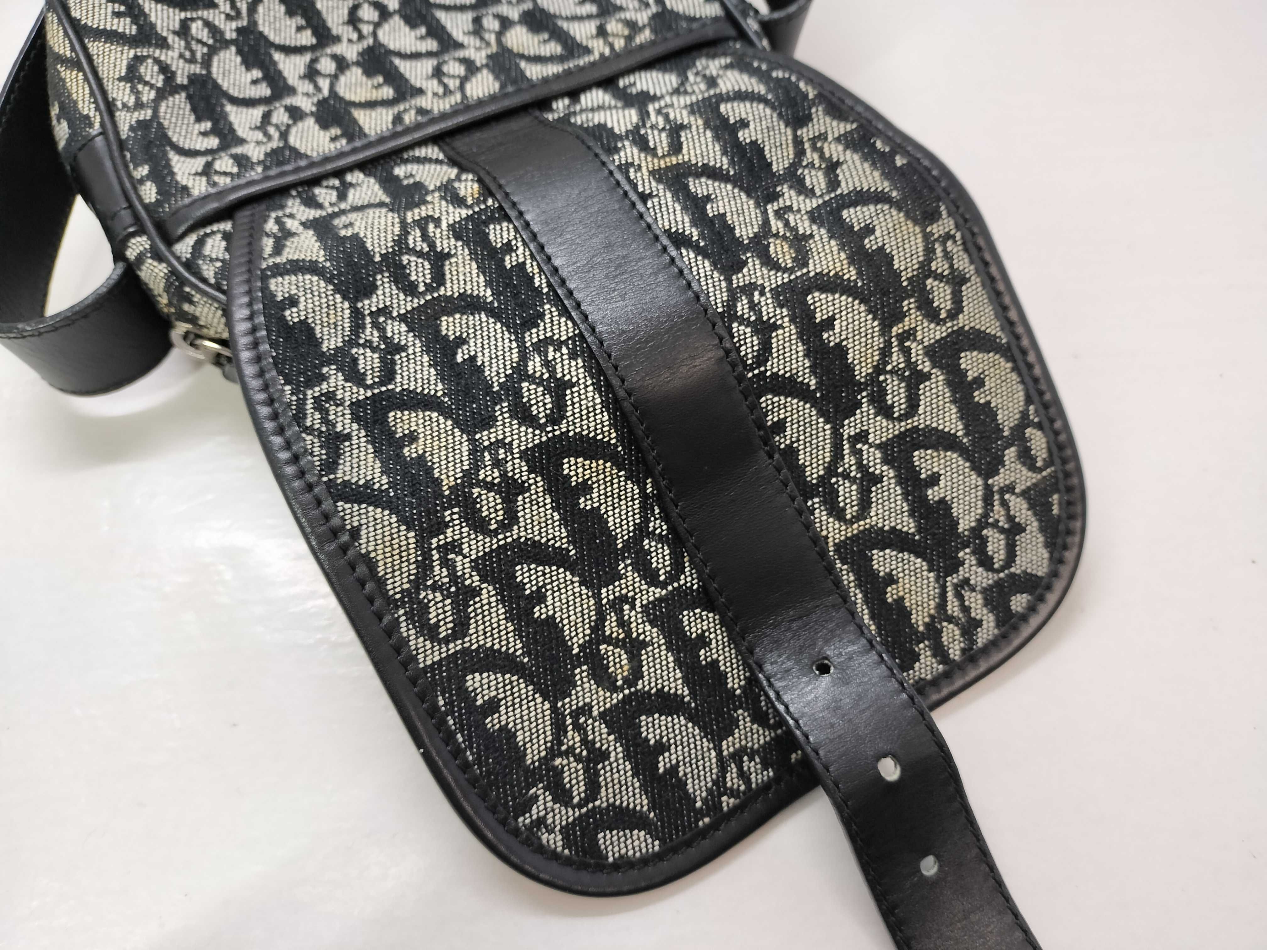 Trotter Christian Dior Trotter Canvas x Leather Shoulder Bag Black Shoulder Bag — view 15