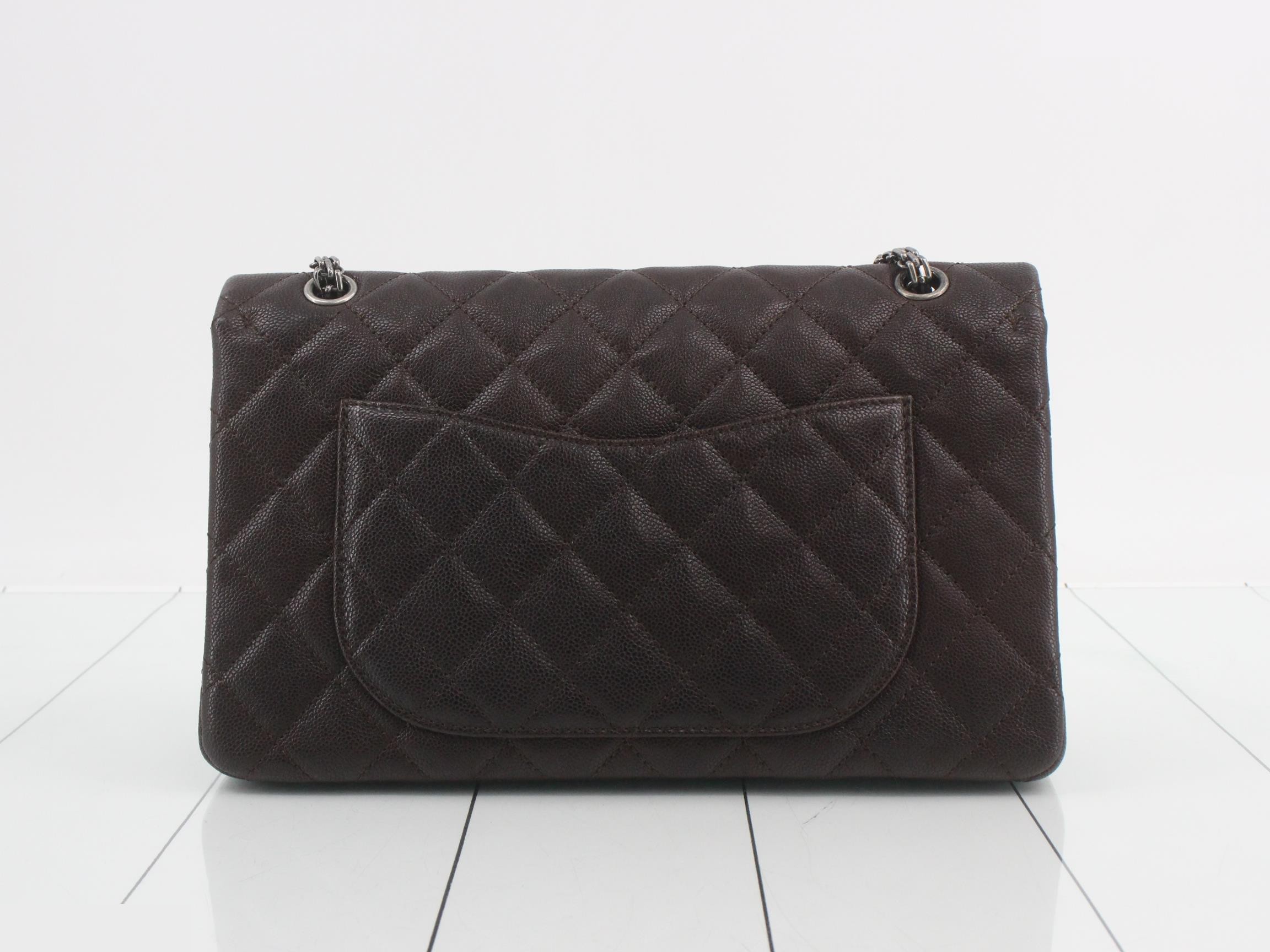 Caviar Skin 2.55 Double Flap Chain Bag, Brown x Gray, Item No. 14 — view 2