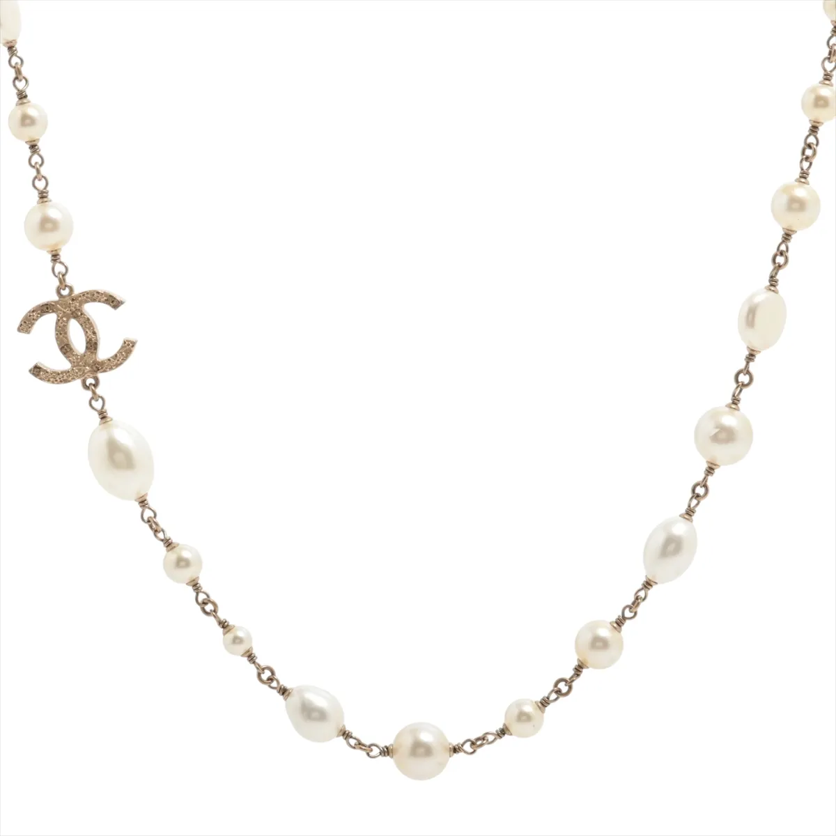 Coco Mark 08A Necklace, GP x Faux Pearl, Gold.