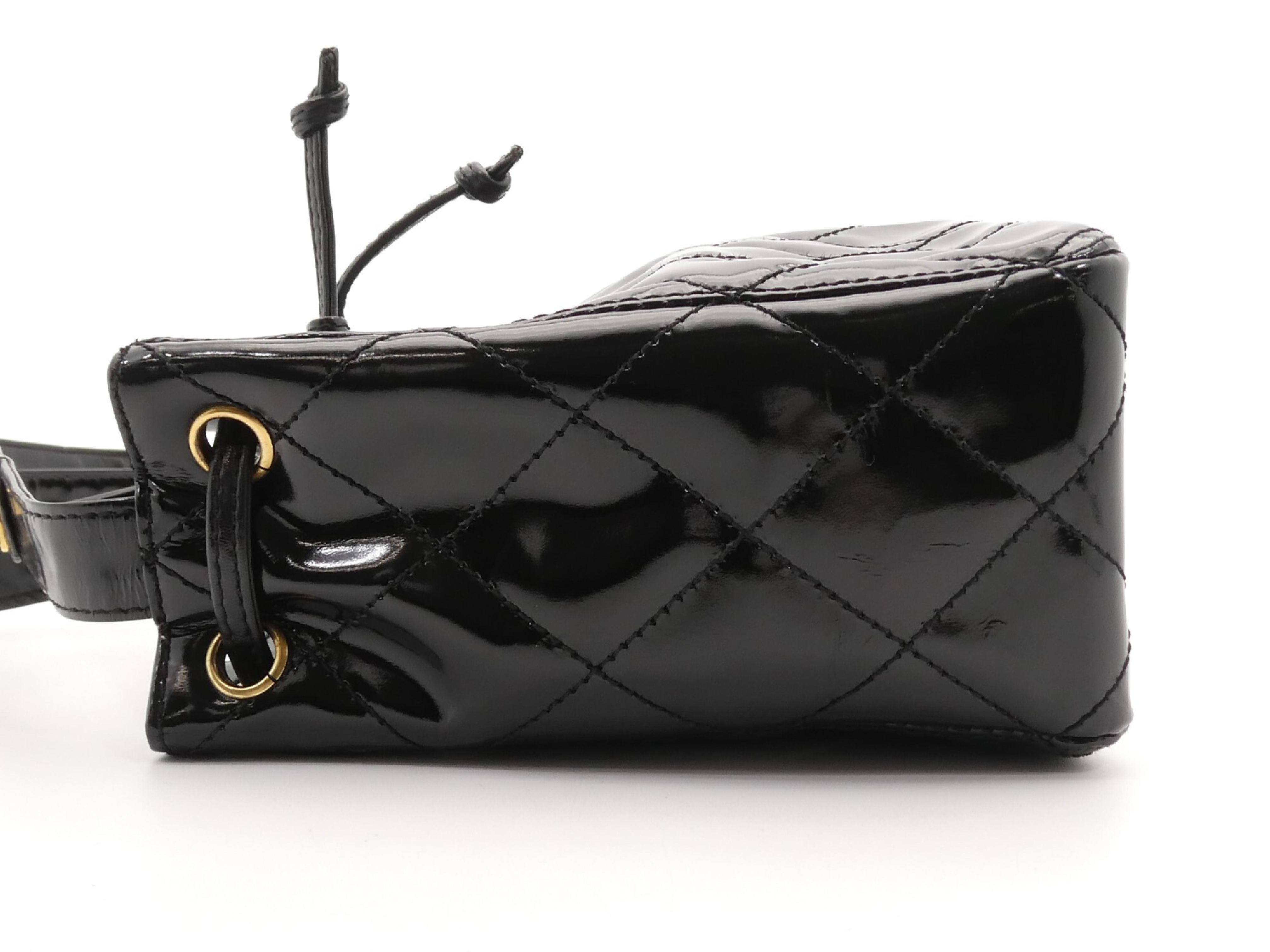 Matelassé Enamel Coco Mark Drawstring Shoulder Bag — view 3