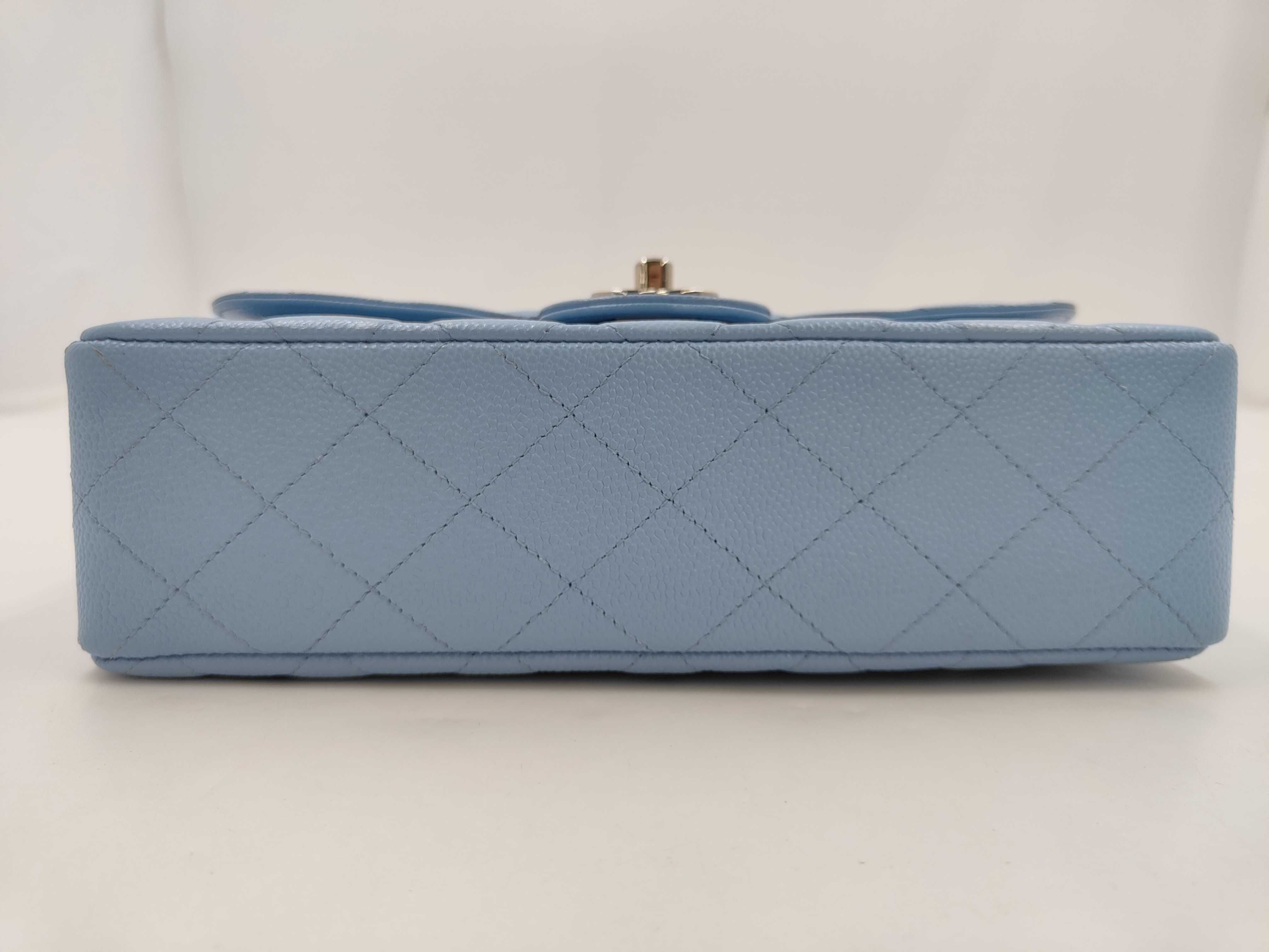 Matelassé 23 Double Flap Chain Shoulder Bag, Caviar Blue — view 12
