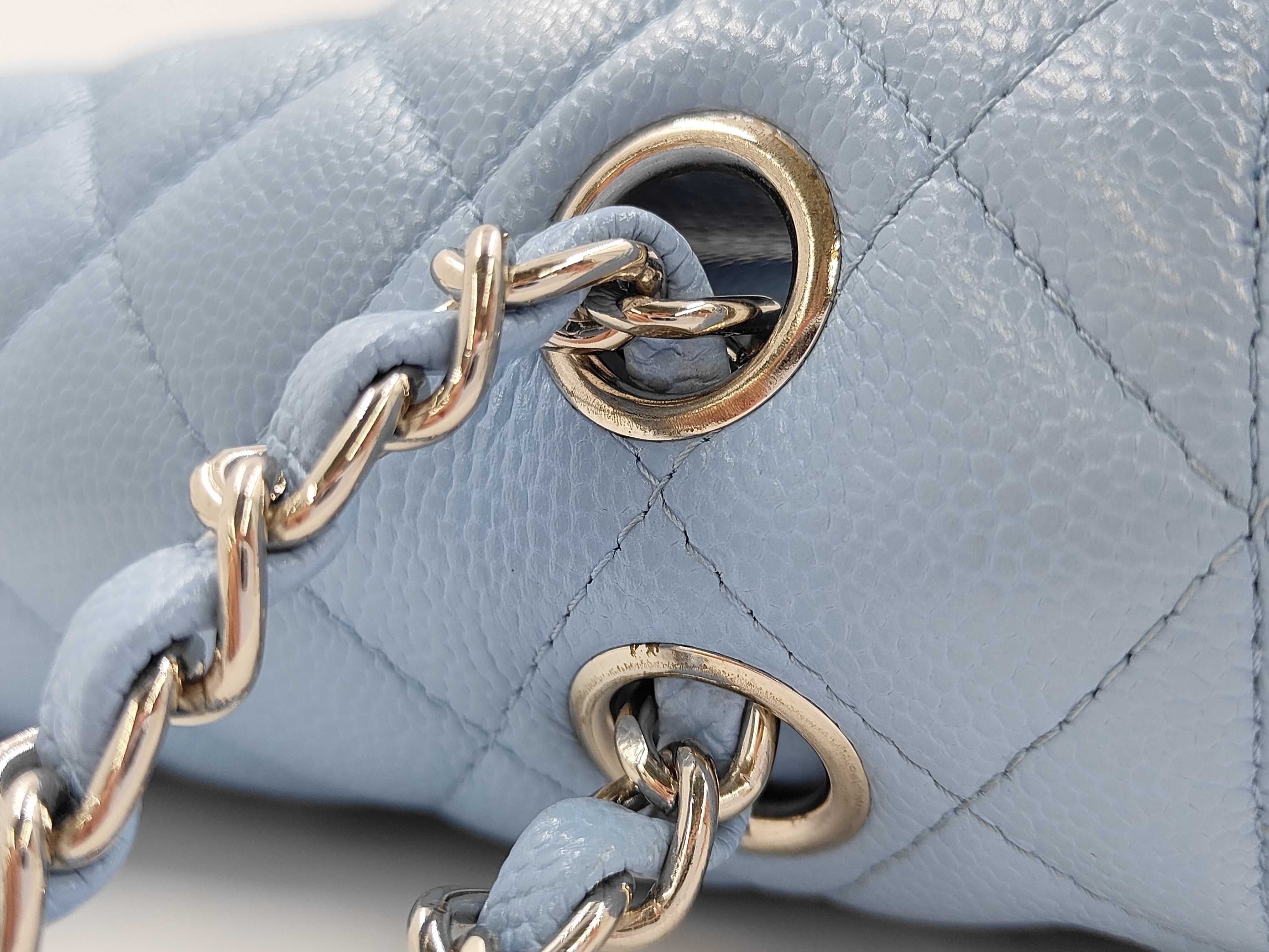 Matelassé 23 Double Flap Chain Shoulder Bag, Caviar Blue — view 3
