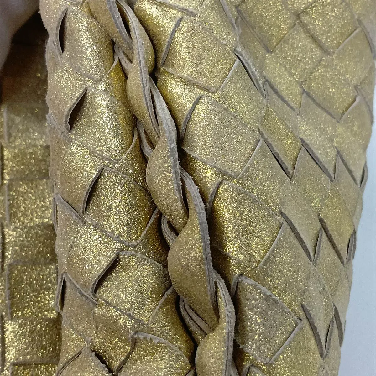 Intrecciato Hobo Leather Shoulder Bag, Gold, 115653 — view 10