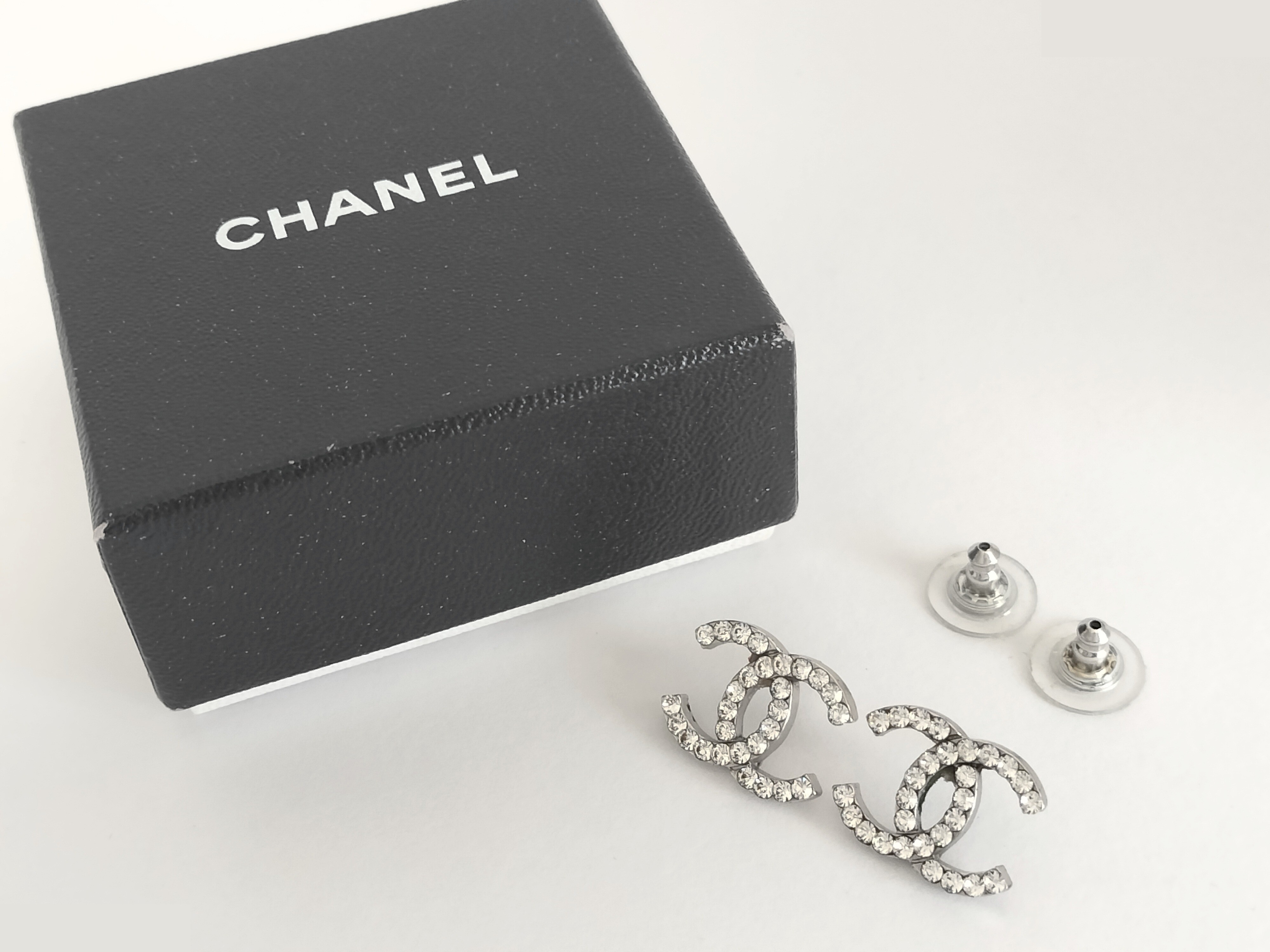 Unused Coco Rhinestone Silver Earrings — view 2