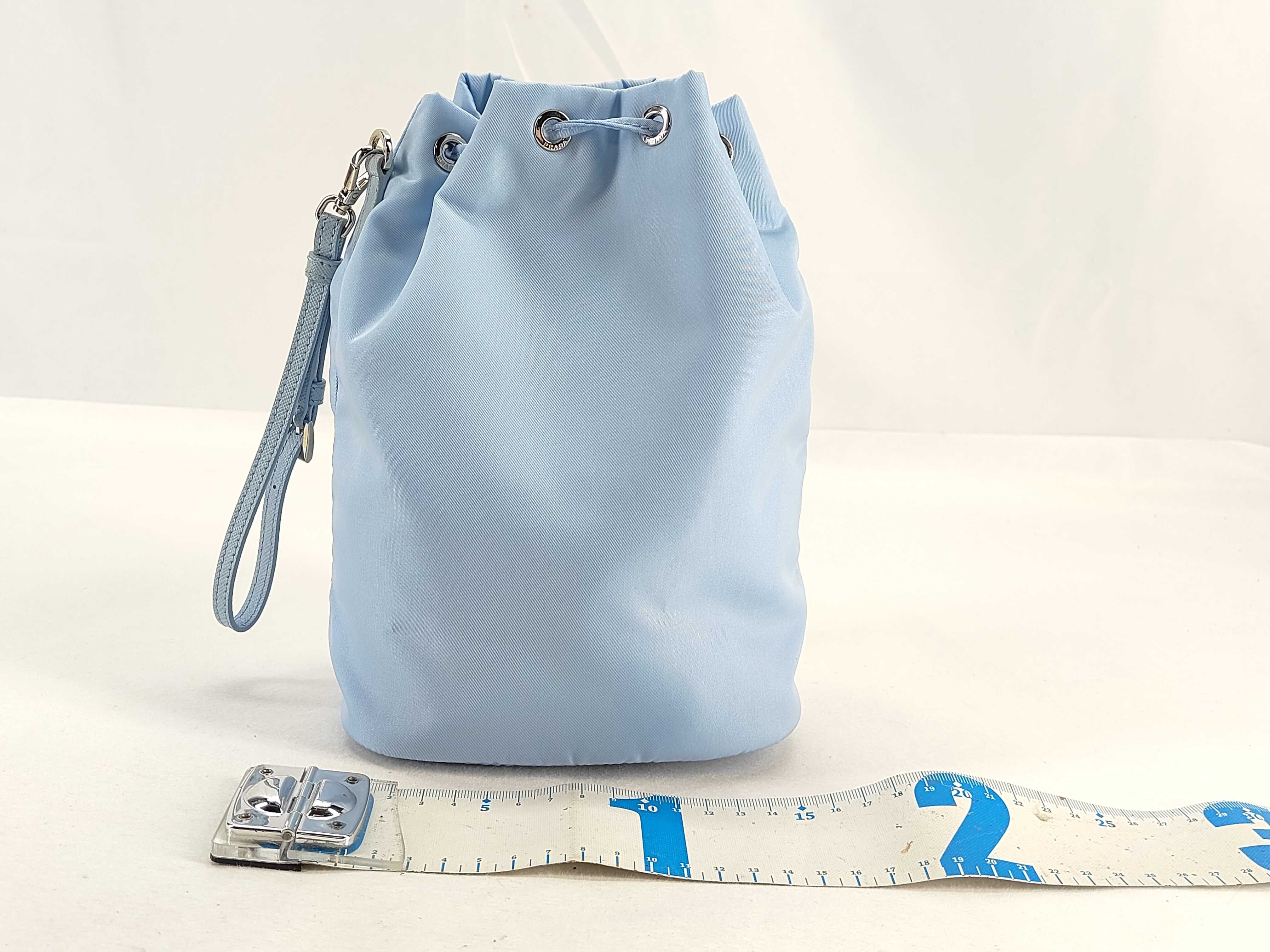 Nylon Prada Vera 1NS369 Nylon x Leather Pouch Blue Pouch — view 2