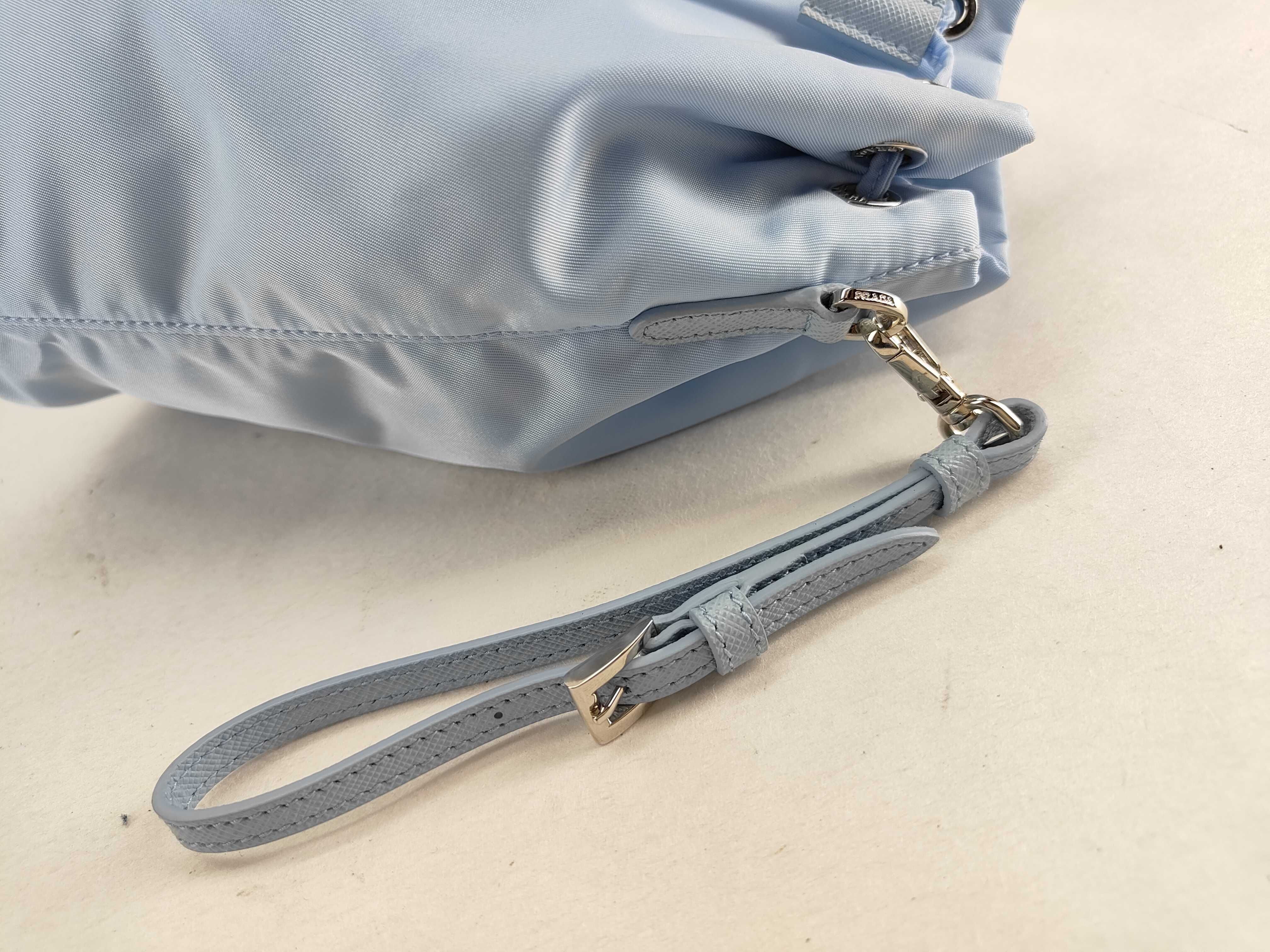 Nylon Prada Vera 1NS369 Nylon x Leather Pouch Blue Pouch — view 3