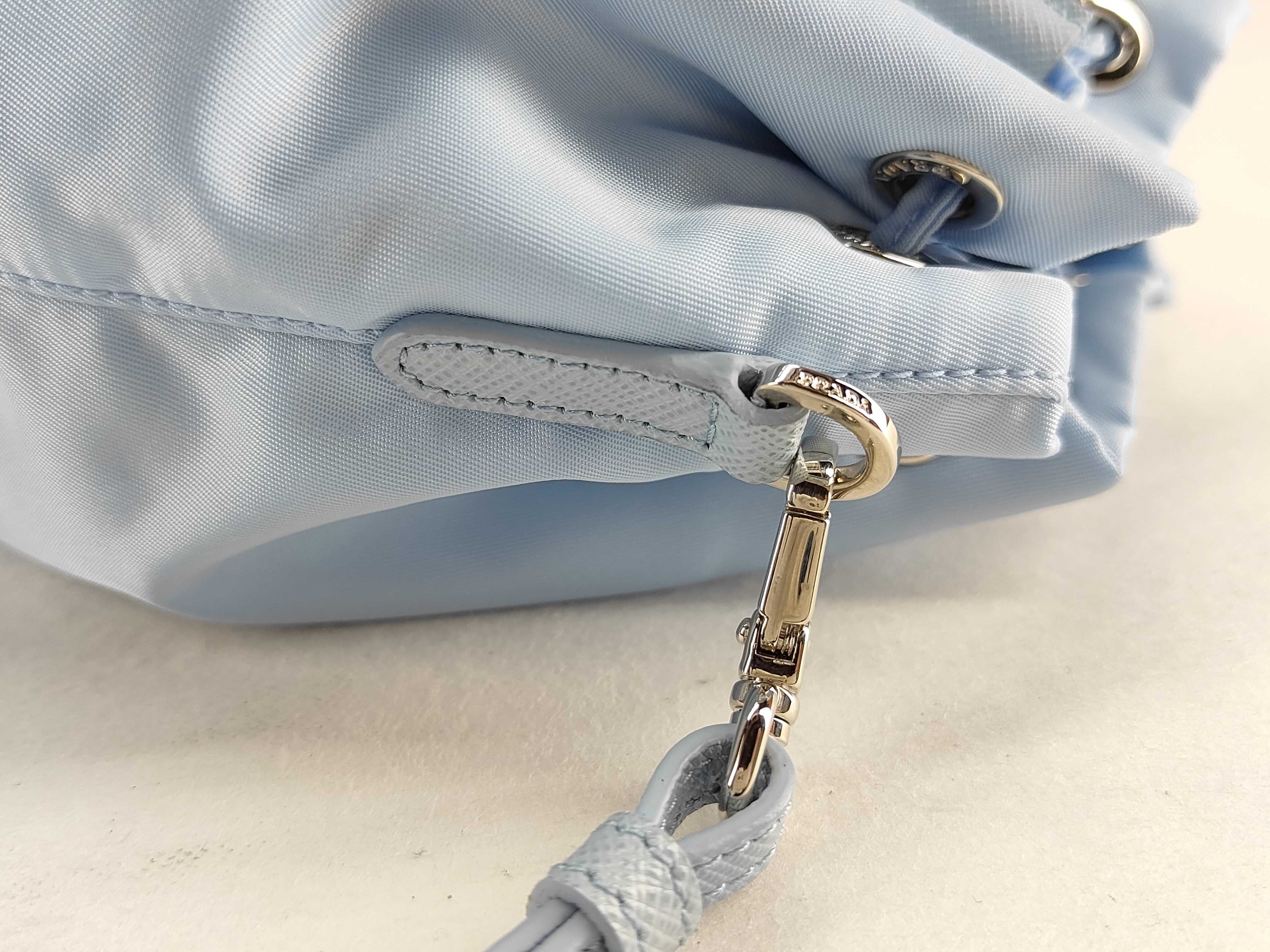 Nylon Prada Vera 1NS369 Nylon x Leather Pouch Blue Pouch — view 4