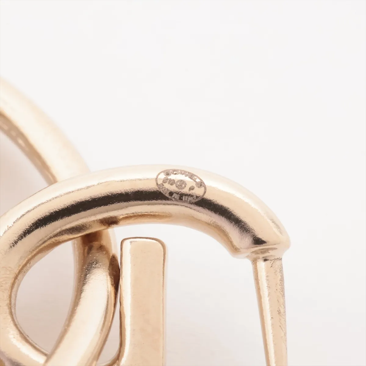 Coco Mark A18A Earrings (Pair) GP x Rhinestone Gold. Shows signs of wear, — view 5
