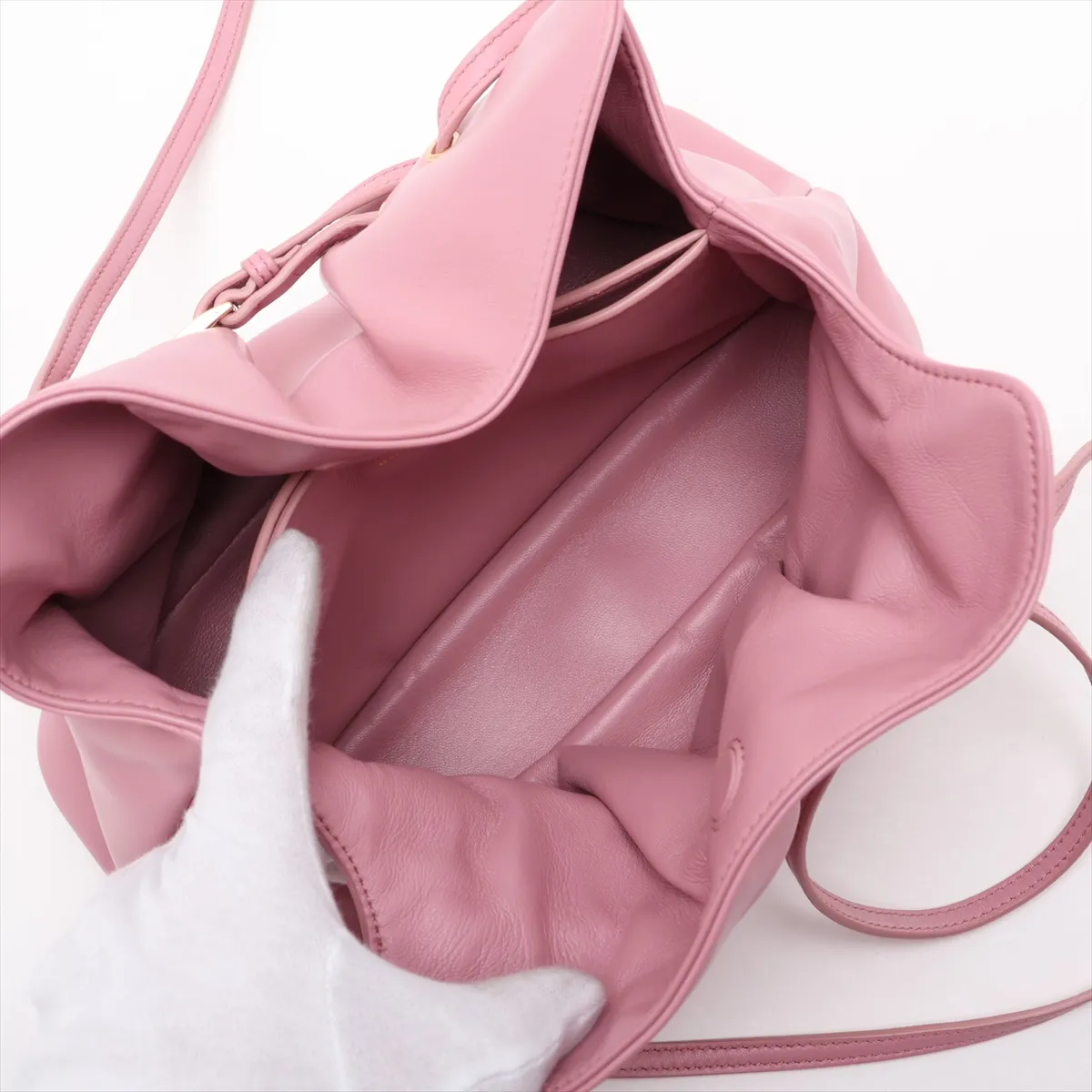 Dada Small Leather Shoulder Bag, Pink, 1BG586 — view 6