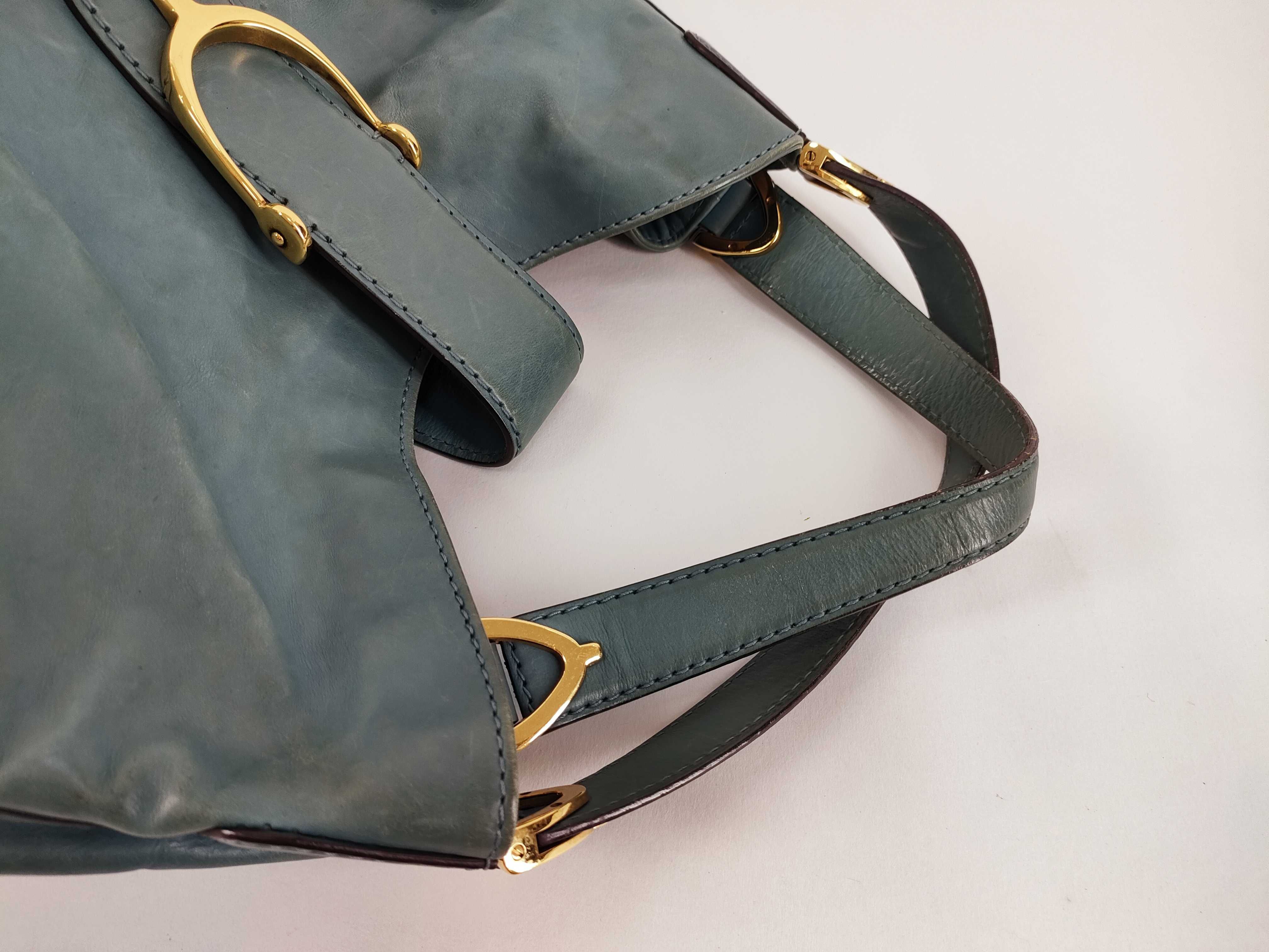 Soft Stirrup Tote Handbag, Blue Tote Bag — view 3