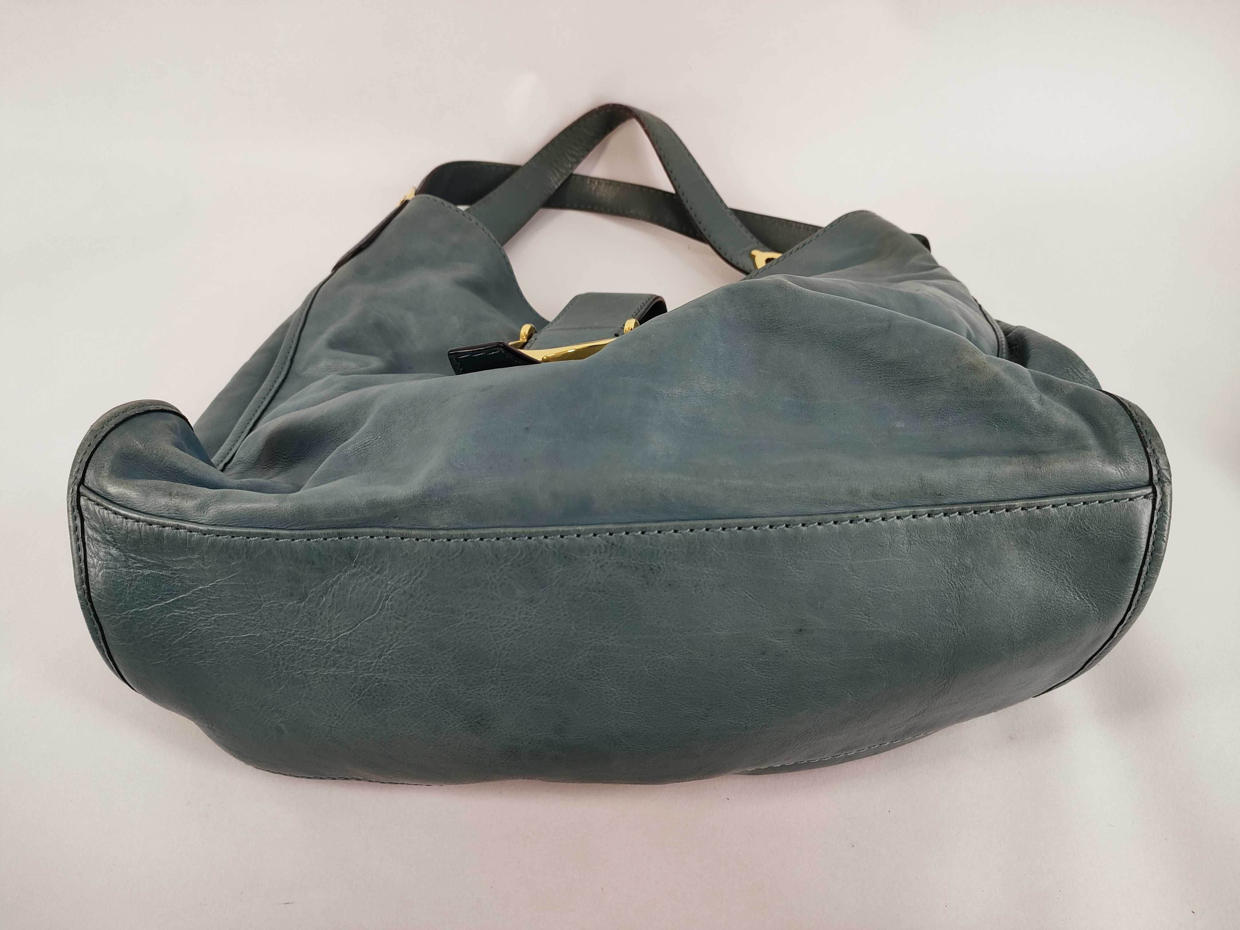 Soft Stirrup Tote Handbag, Blue Tote Bag — view 7