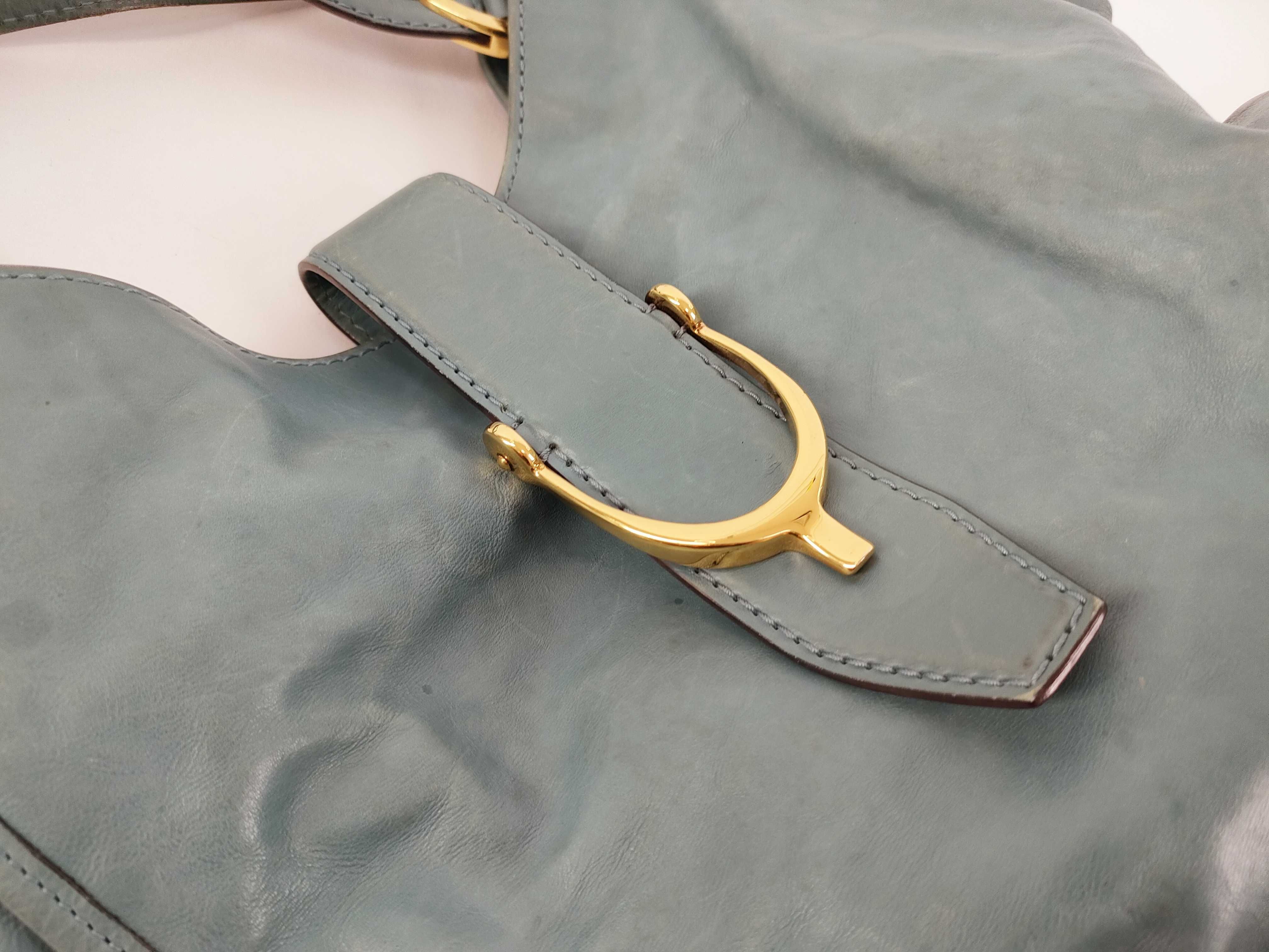 Soft Stirrup Tote Handbag, Blue Tote Bag — view 8