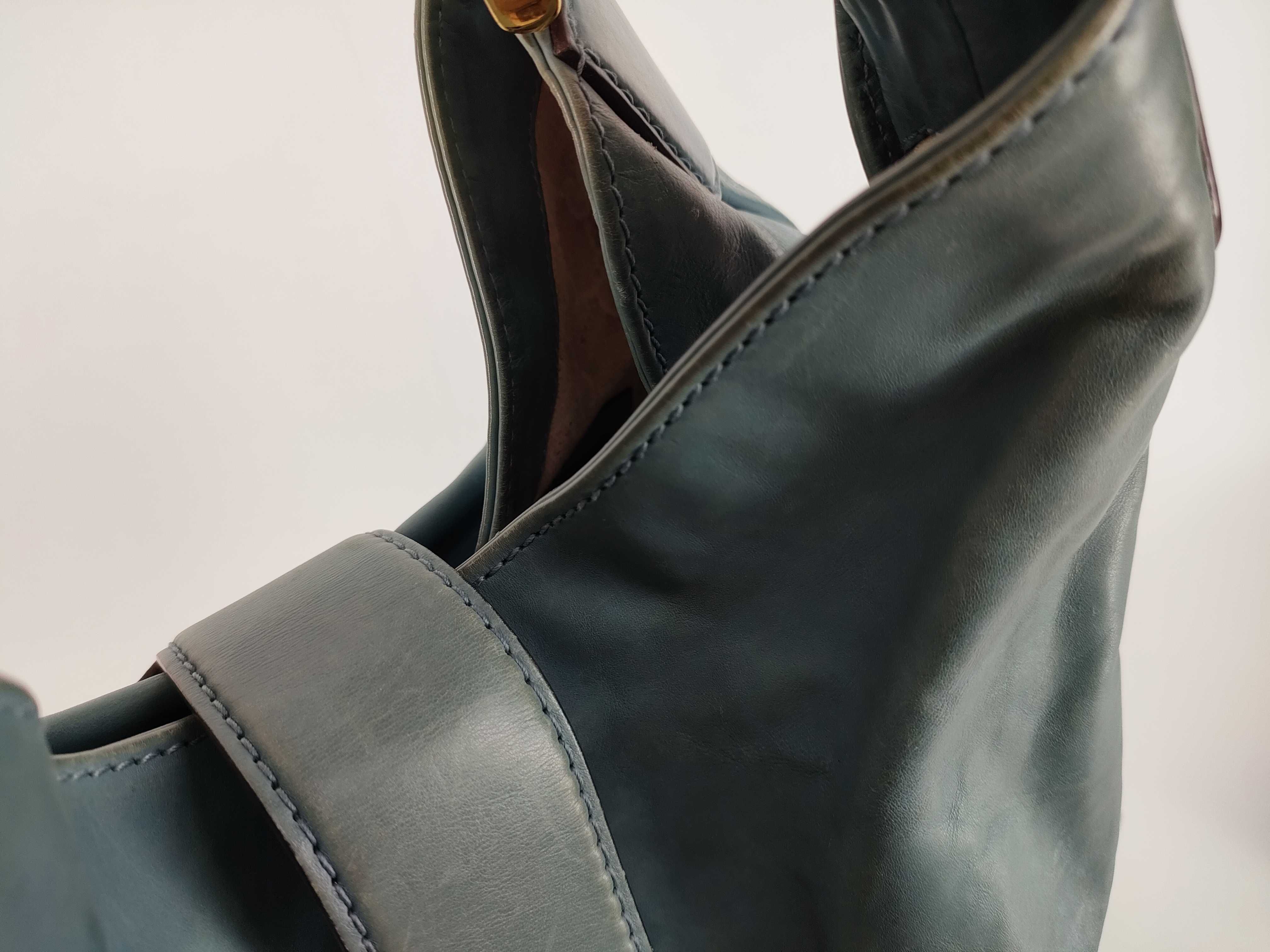 Soft Stirrup Tote Handbag, Blue Tote Bag — view 9