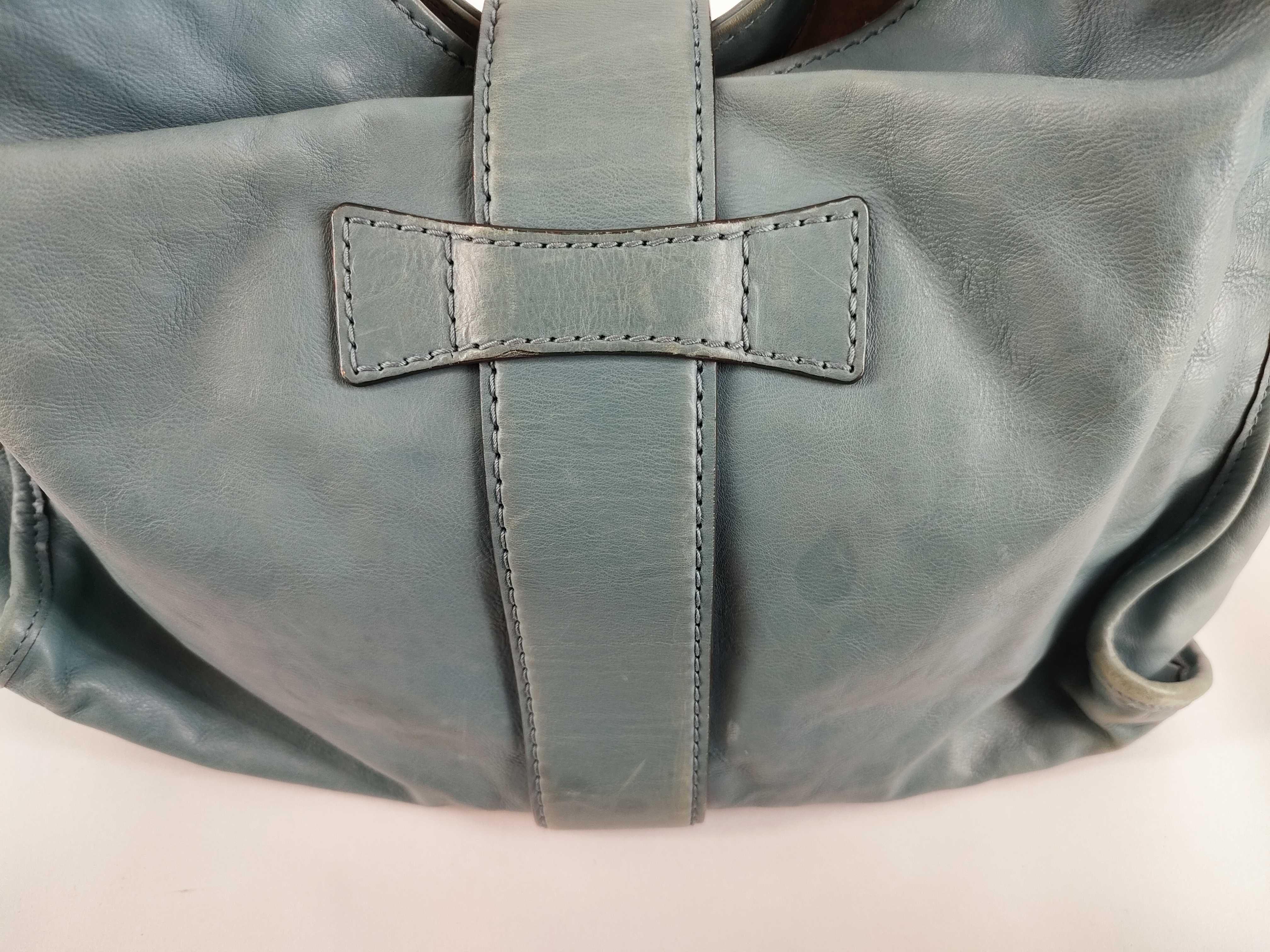 Soft Stirrup Tote Handbag, Blue Tote Bag — view 10