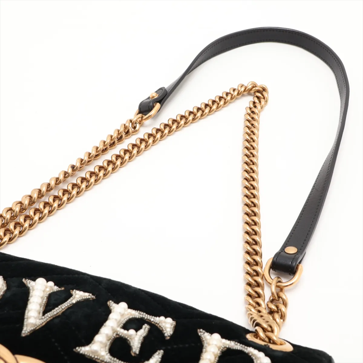 GG Marmont 443496 Velvet Chain Shoulder Bag, Black — view 5
