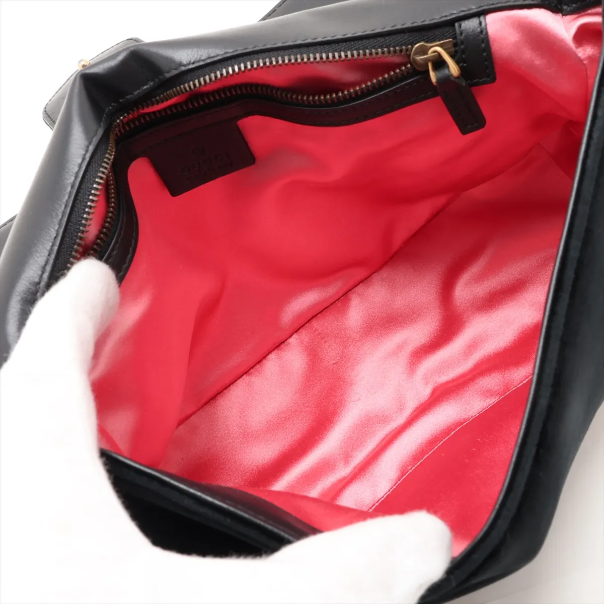 GG Marmont 443496 Velvet Chain Shoulder Bag, Black — view 6