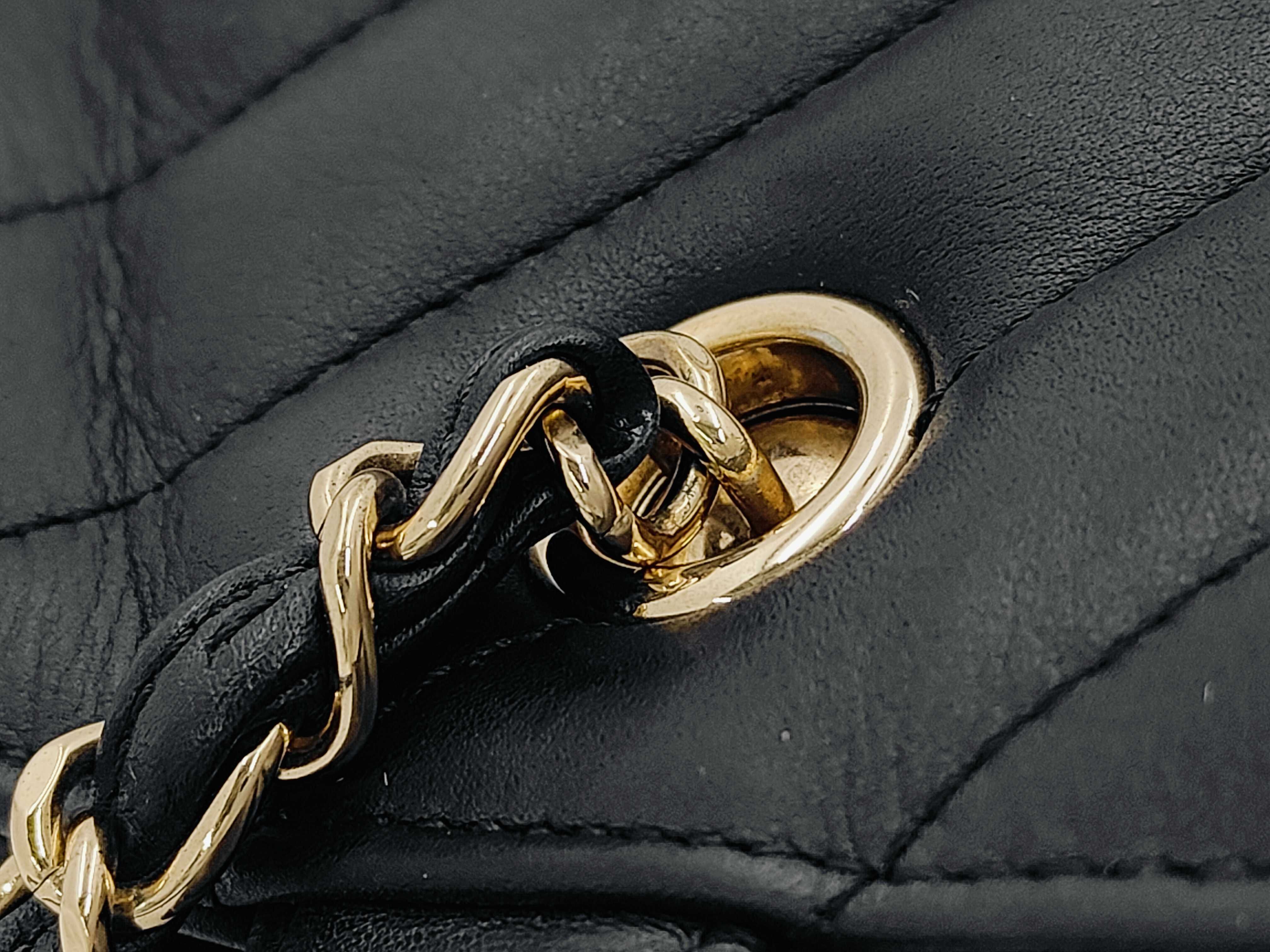Black Tote Bag with Gold Hardware, V-shaped Quilting, Item No. 24 — view 6
