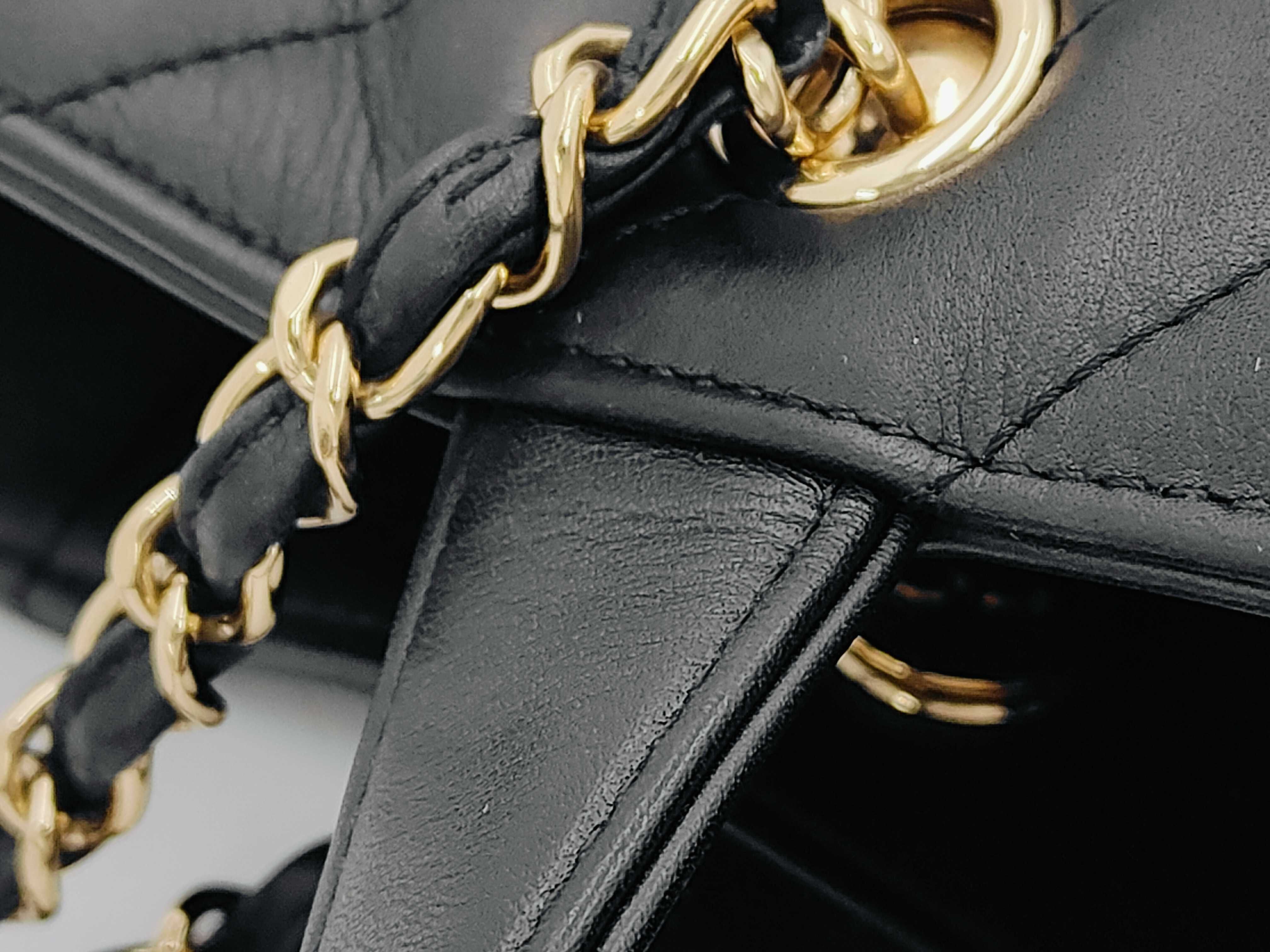 Black Tote Bag with Gold Hardware, V-shaped Quilting, Item No. 24 — view 7