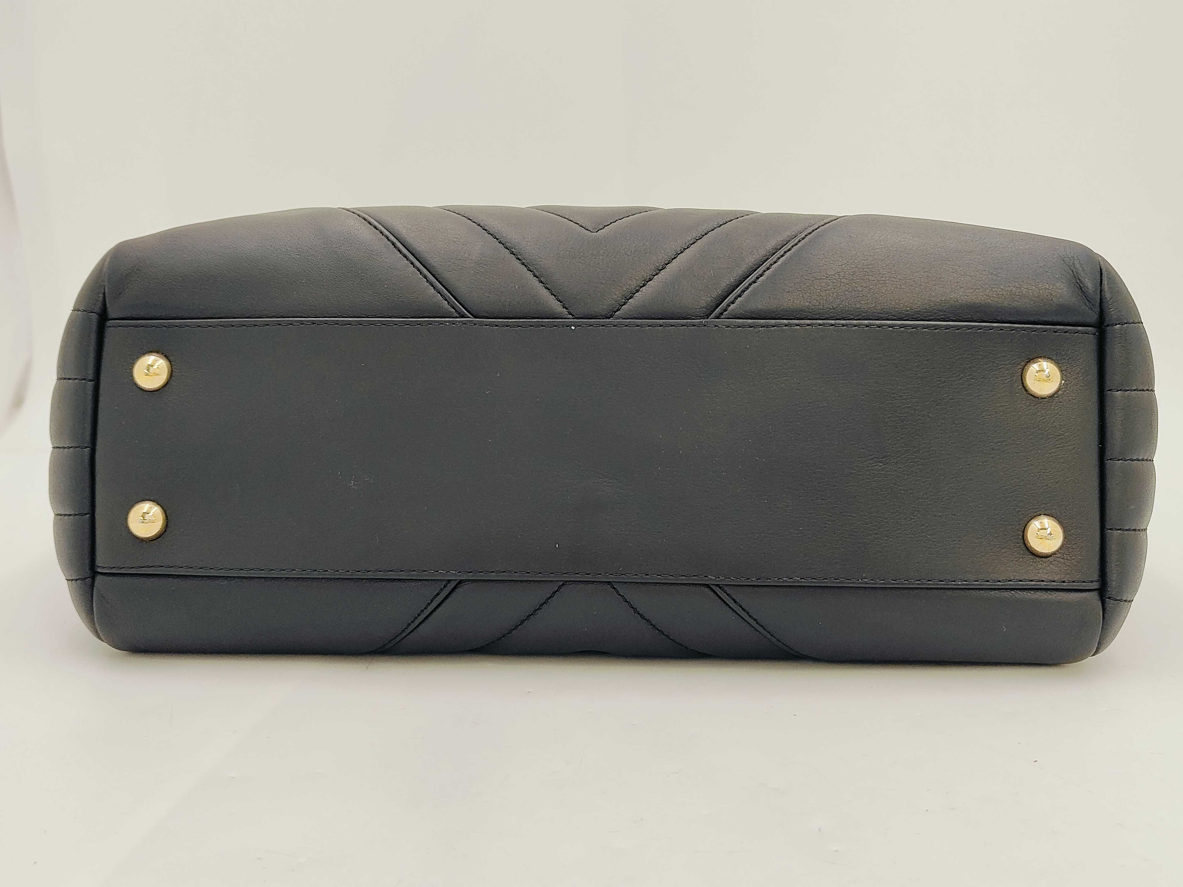 Black Tote Bag with Gold Hardware, V-shaped Quilting, Item No. 24 — view 8