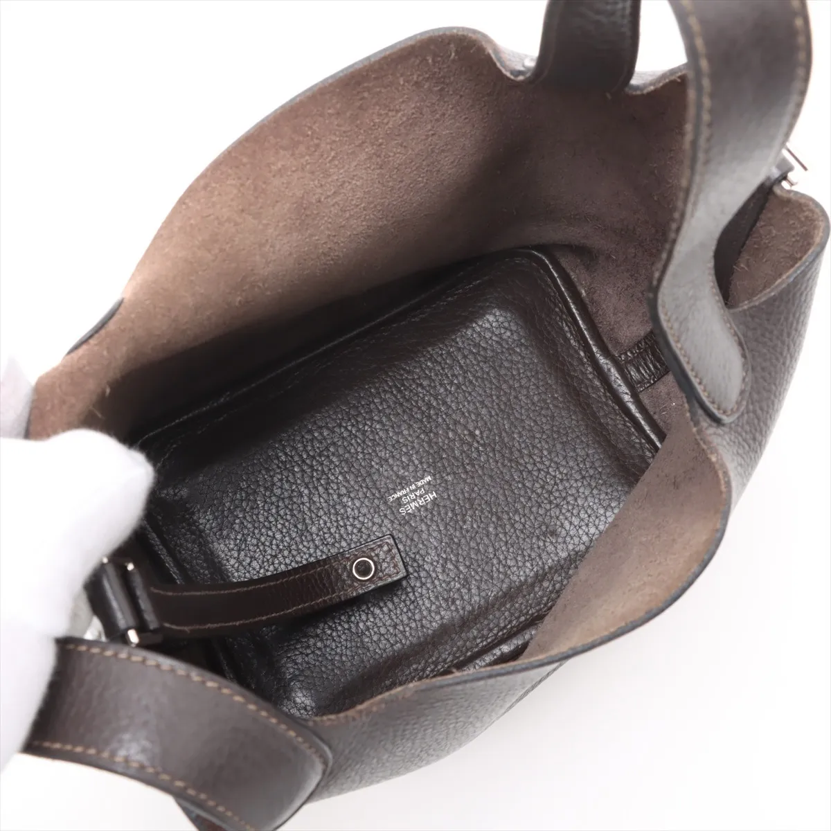 Picotin Lock 18 PM, Taurillon Clemence leather, brown, silver hardware, M: 2009 — view 7