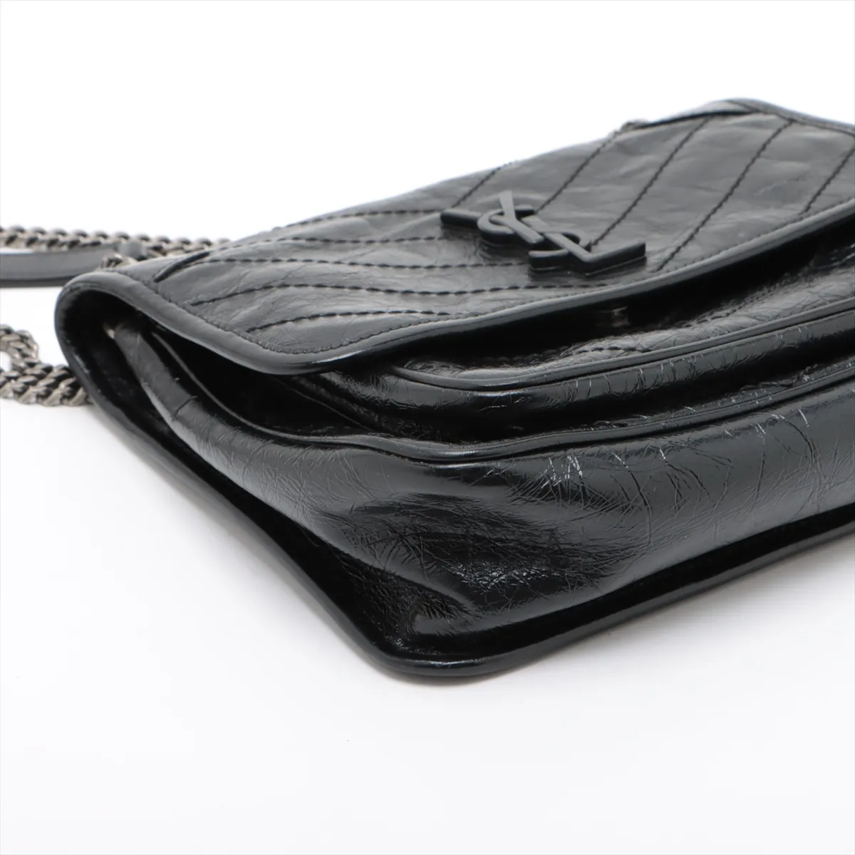 Niki Baby Leather Chain Shoulder Bag, Black 633160 — view 4