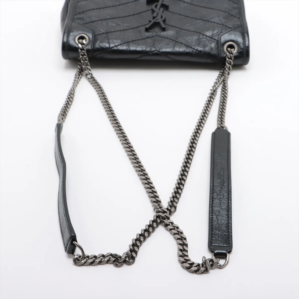 Niki Baby Leather Chain Shoulder Bag, Black 633160 — view 5